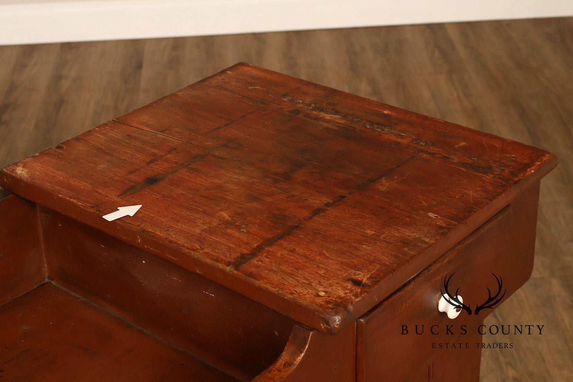 Antique Primitive Painted Dry Sink Cabinet With Gallery Back