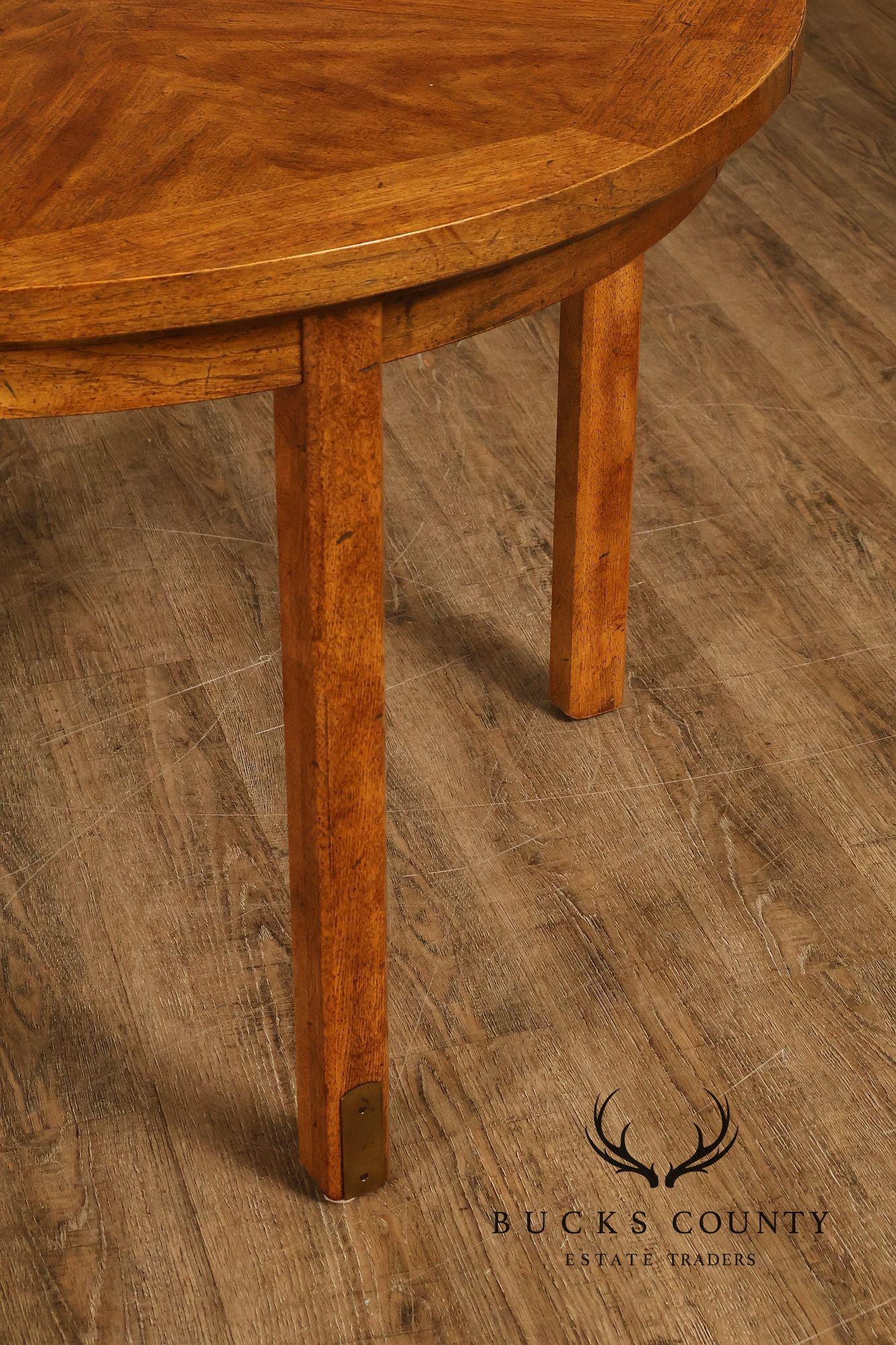 Drexel 'Woodbriar' Campaign Style Round Expandable Dining Table