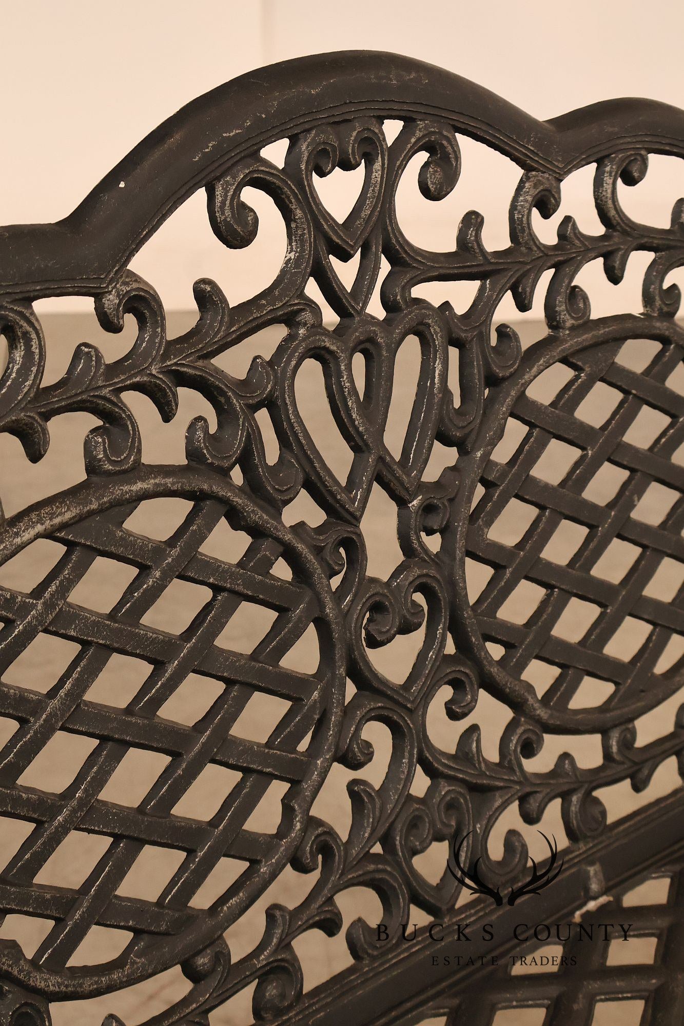 Cast Aluminum Garden Bench With Ornate Lattice Back