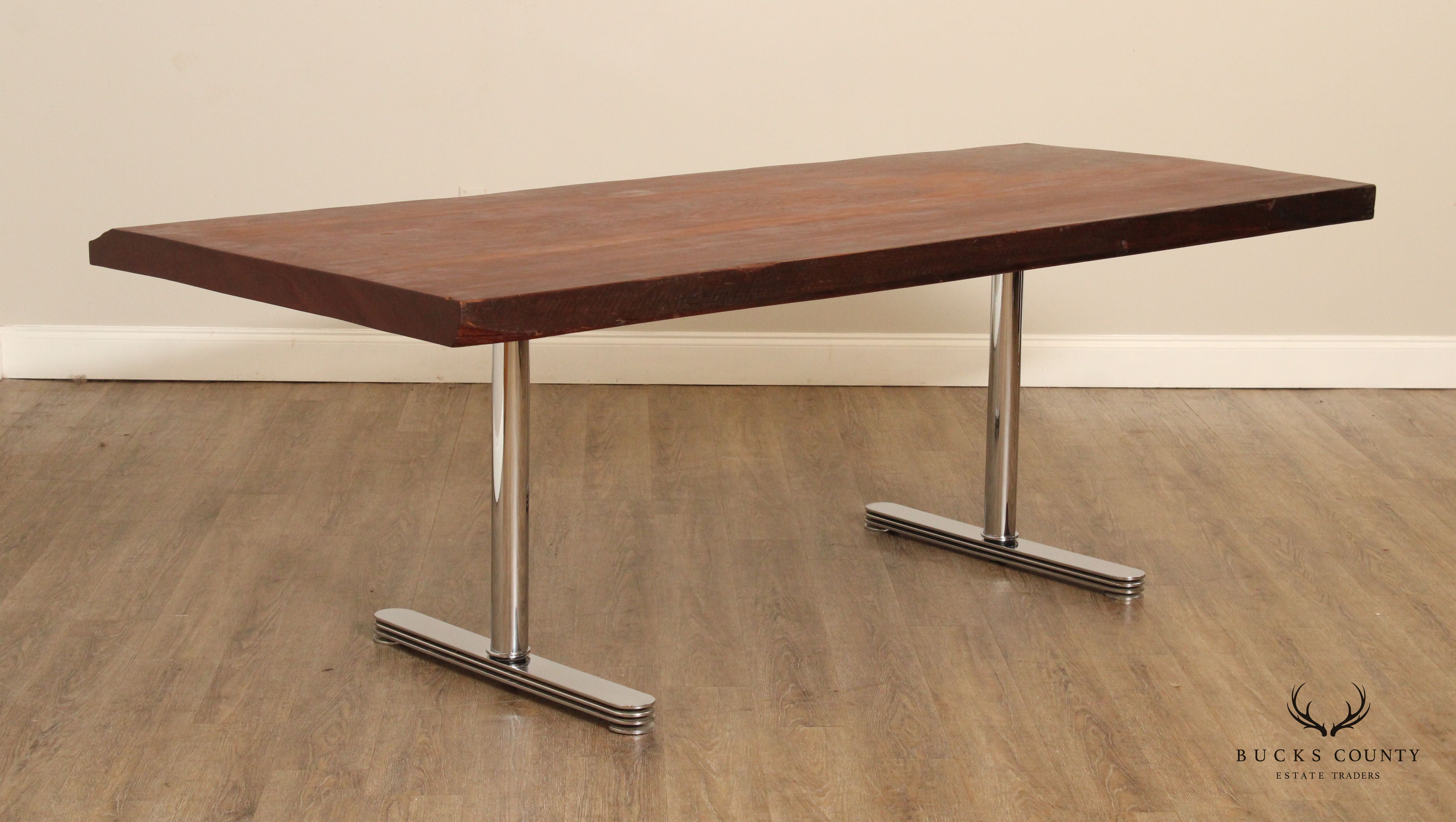 Mid Century Modern Live-Edge Slab Dining Table