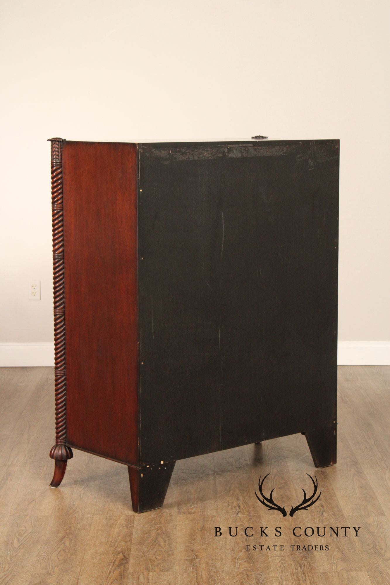 Edwardian Style Custom Mahogany Inlaid High Chest Of Drawers