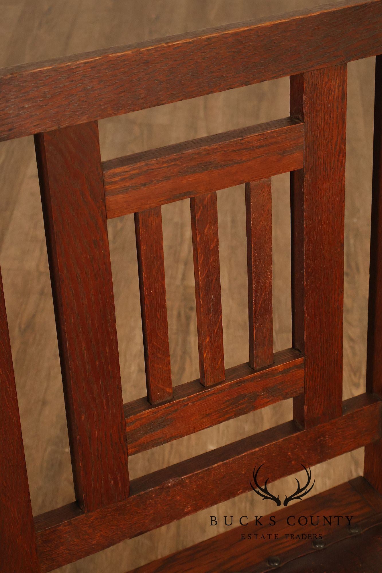 Antique American Arts & Crafts Mission Set Of 3 Oak Side Chairs