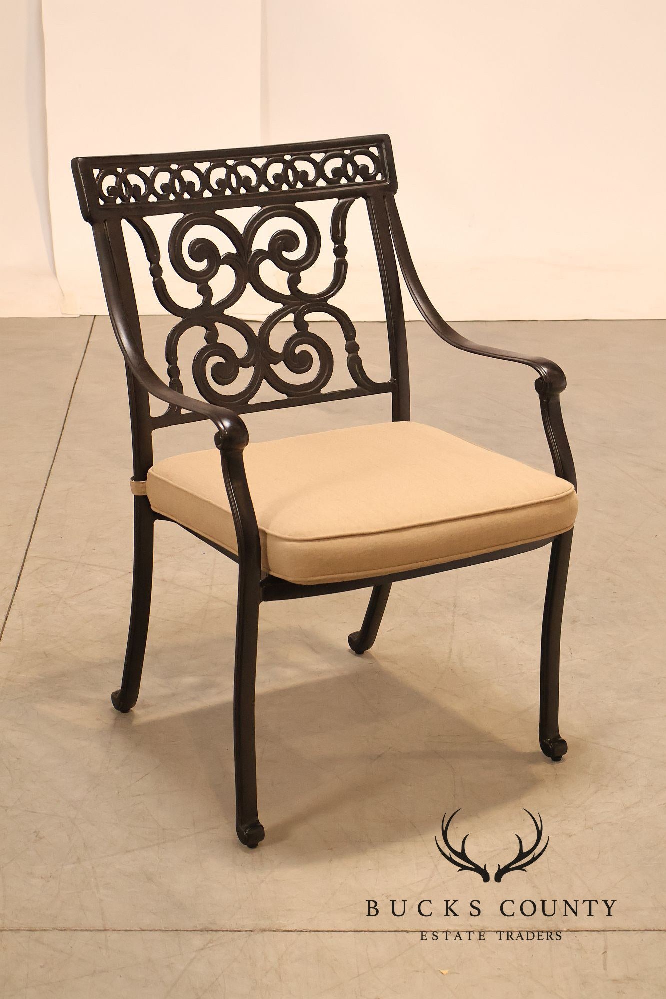 Castelle Cast Aluminum Outdoor Dining Table With Six Chairs Patio Set