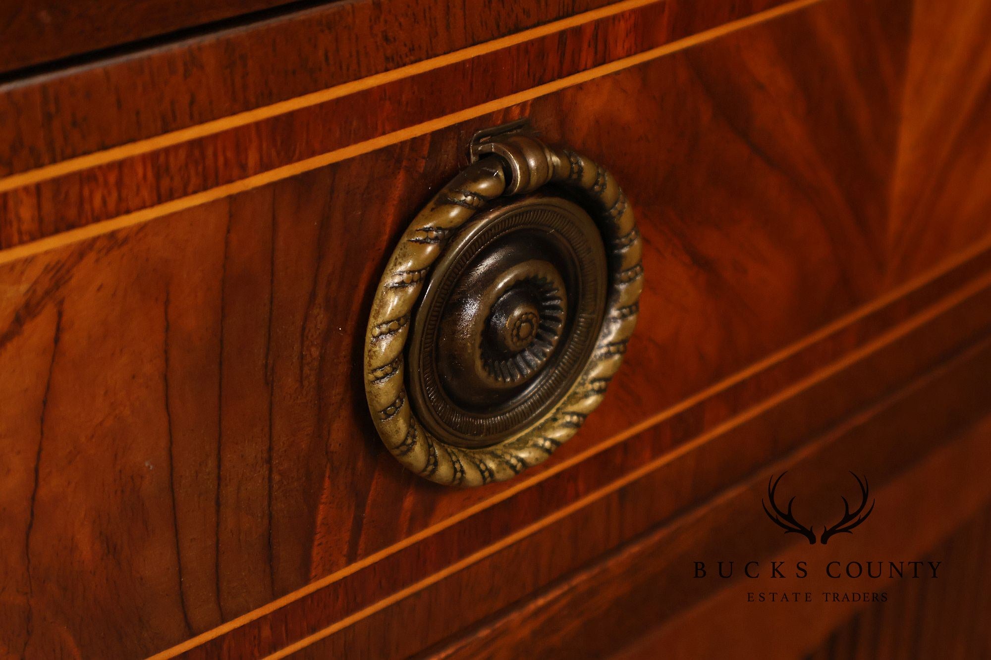 Federal Style  Custom Mahogany Sideboard With Inlay And Tambour Door