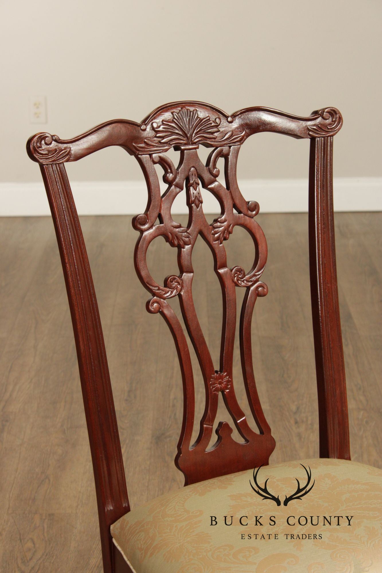Ethan Allen 18th Century Mahogany Collection Set Of  8 Chippendale Style Dining Chairs