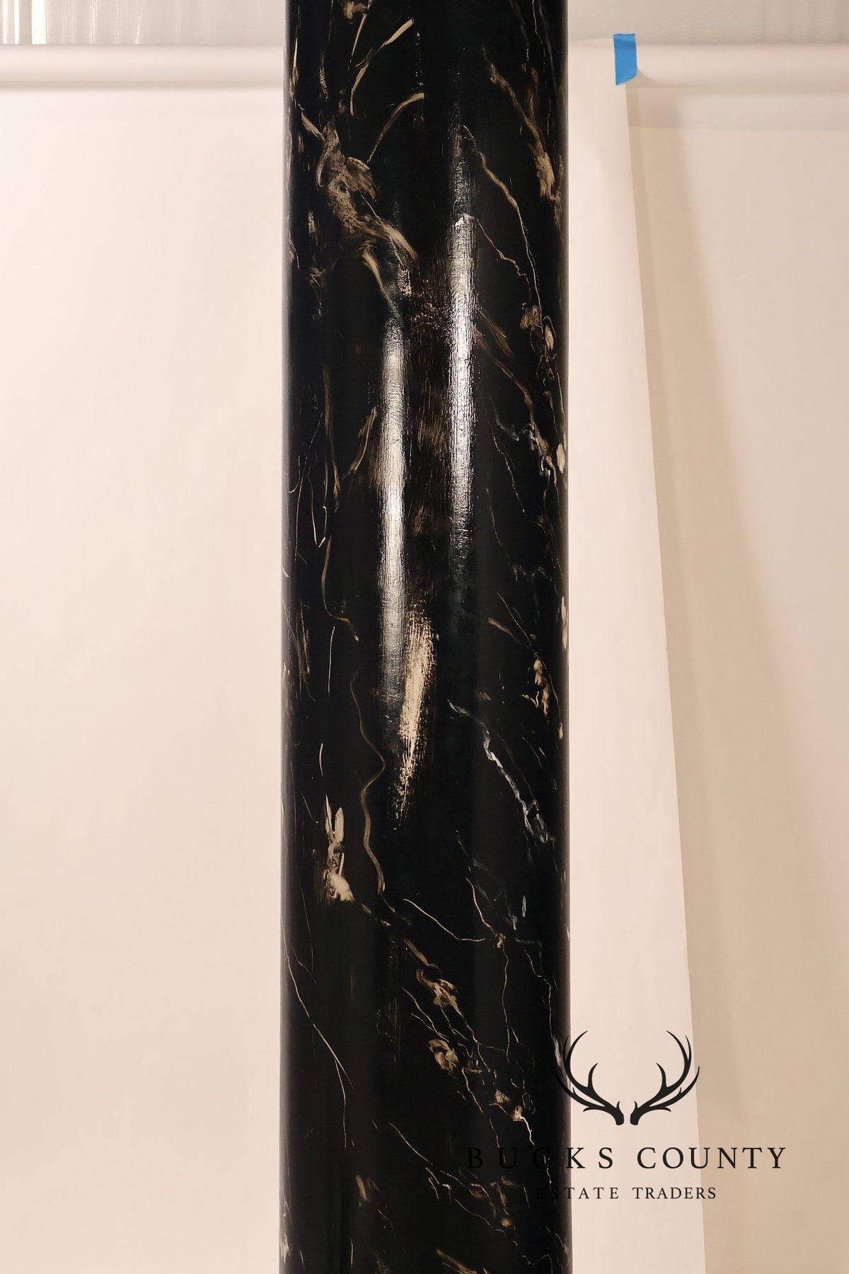 Monumental Neoclassical Faux Marble And Gilt Corinthian Decorative Column
