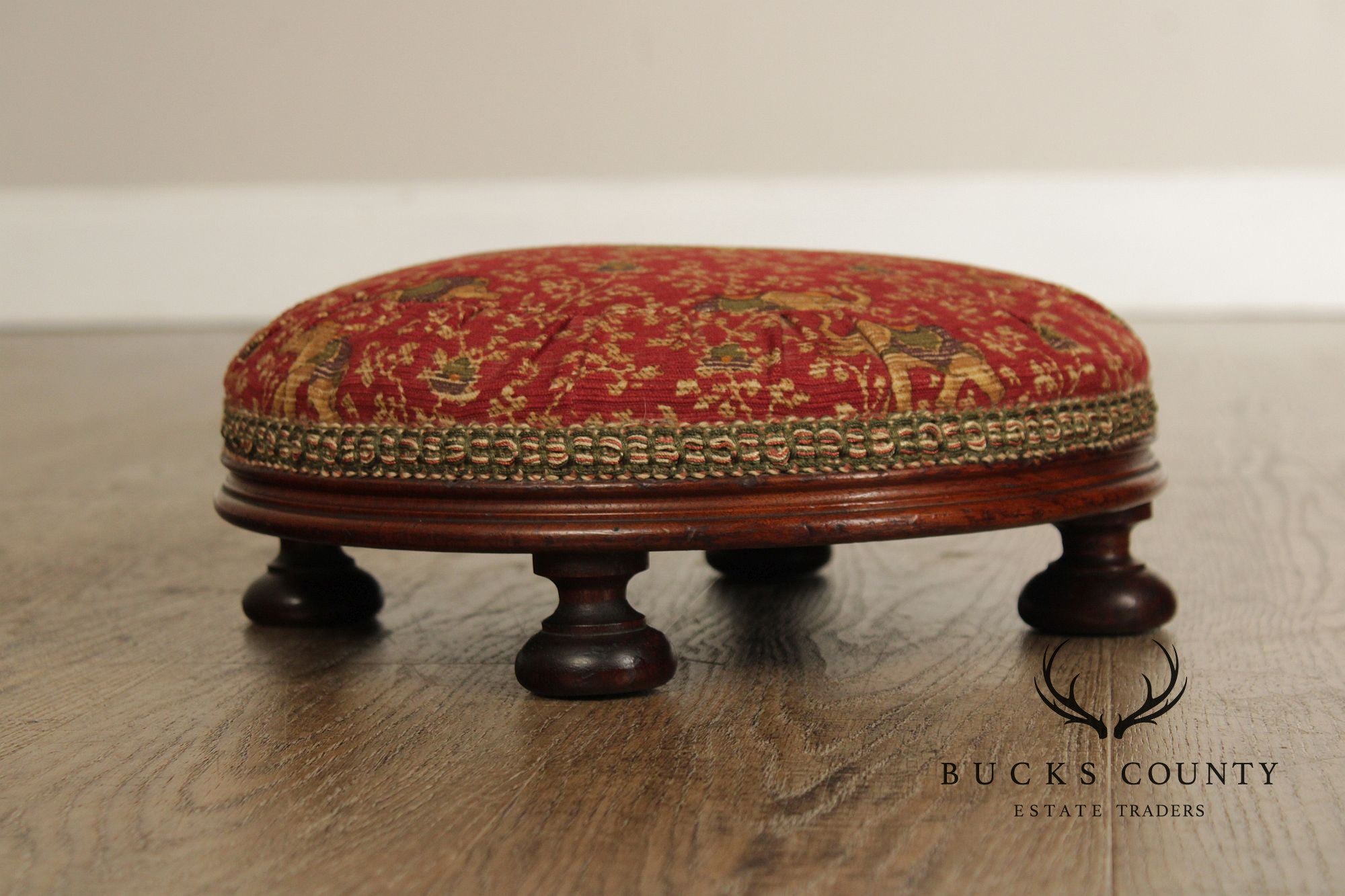 Antique Victorian Low Round Foot Stool