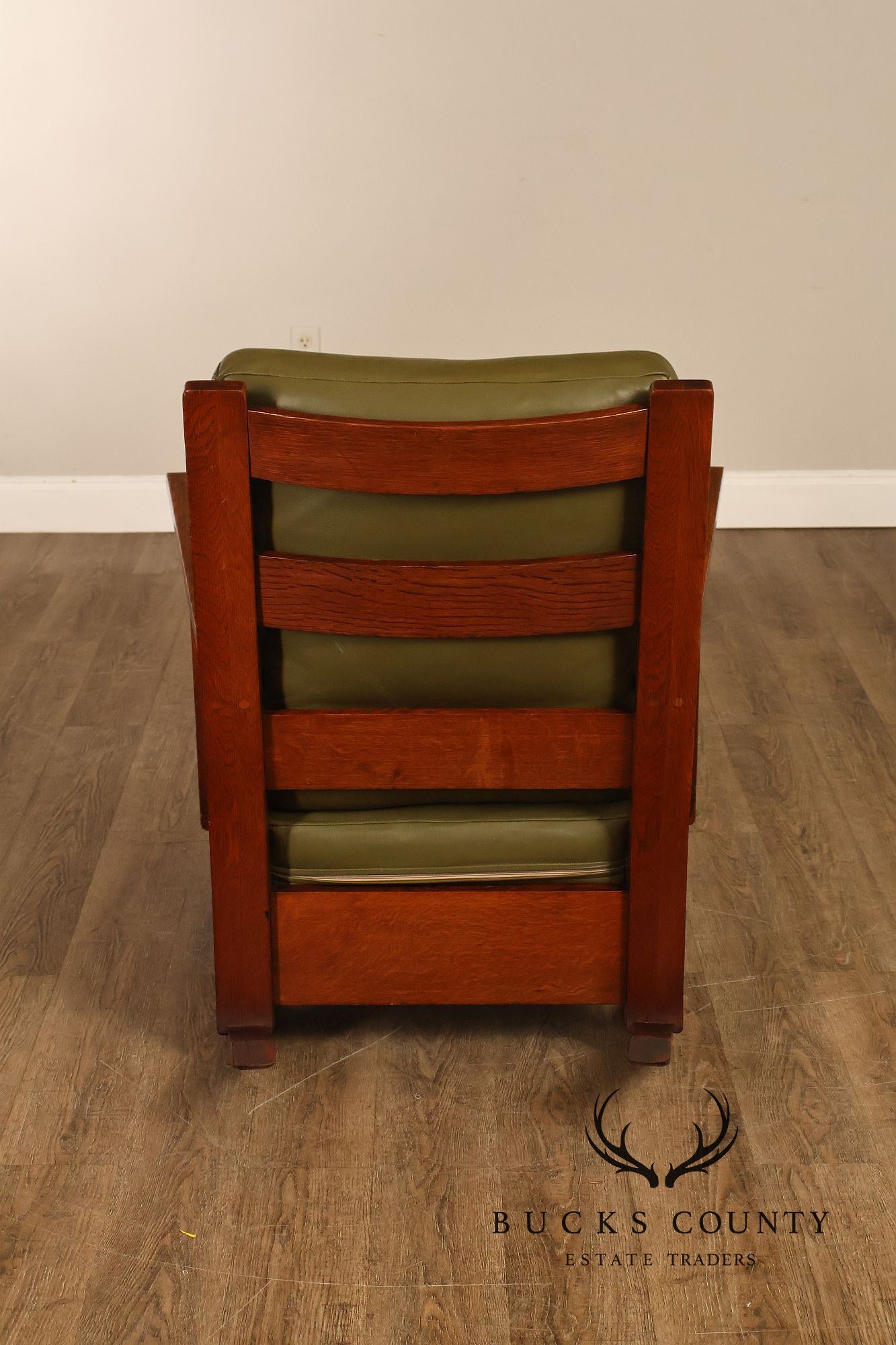 Early Rare Antique Stickley Brothers Arts And Crafts Inlaid Peacock Rocking Chair