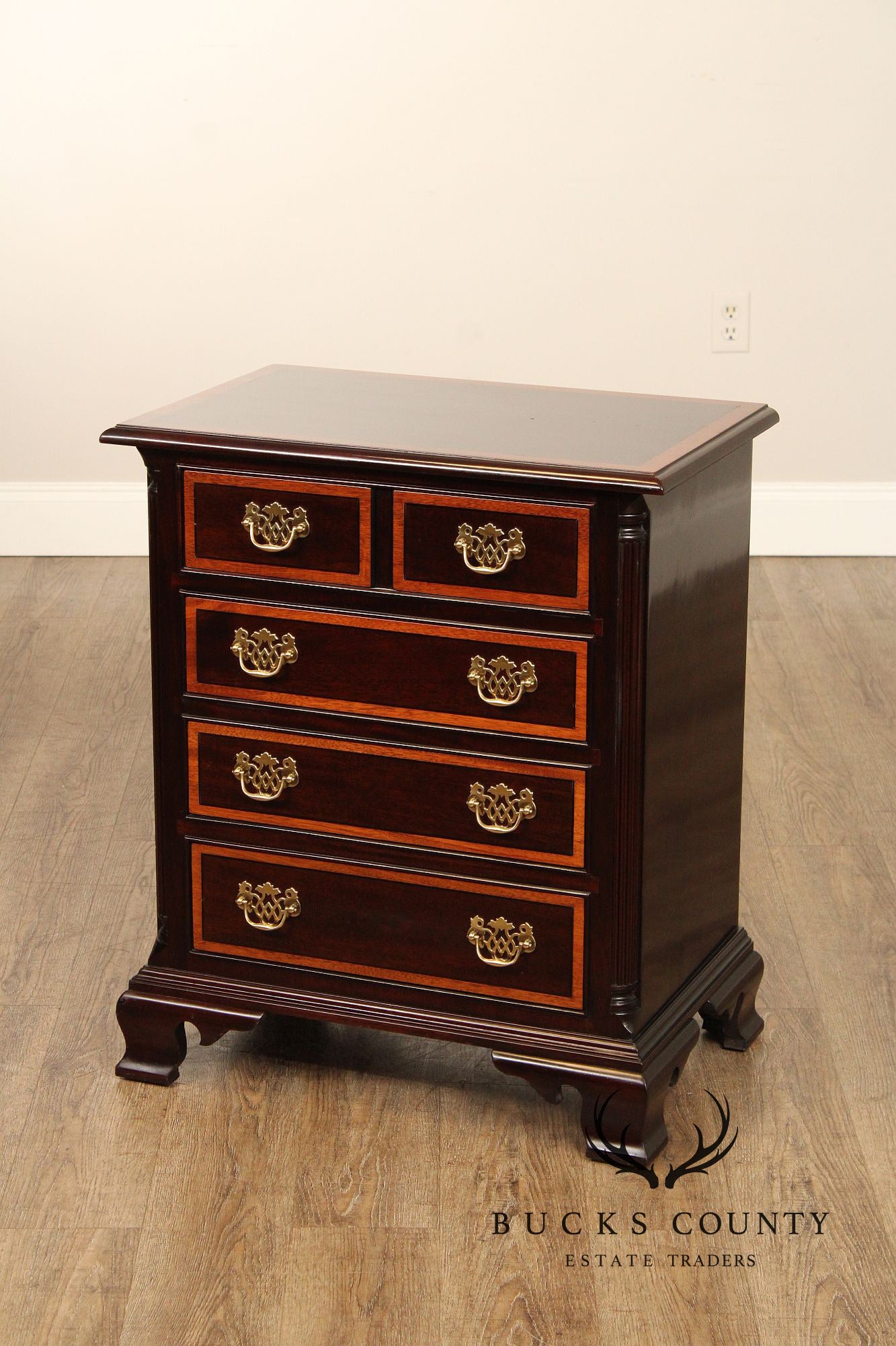 Stickley Georgian Style Inlaid Mahogany Nightstand