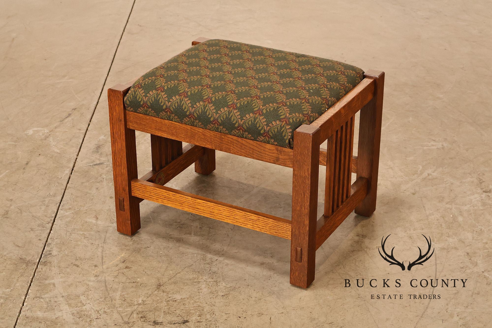 Stickley Mission Collection Oak Spindle Side Footstool Ottoman