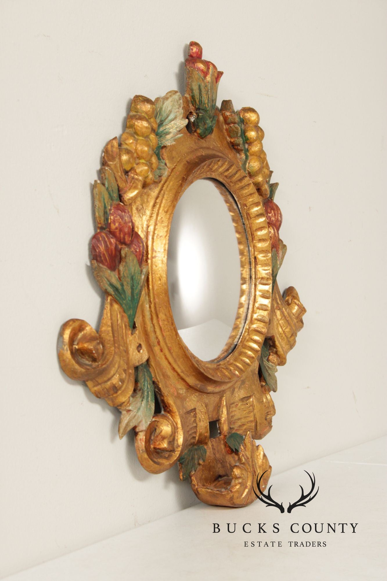 Italian Polychrome Painted Convex Mirror