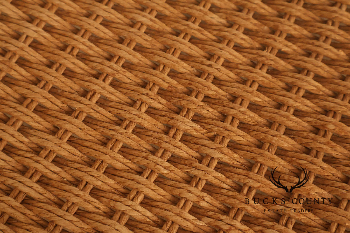 Mid-Century Modern Teak Armchair With Woven Rush Seat
