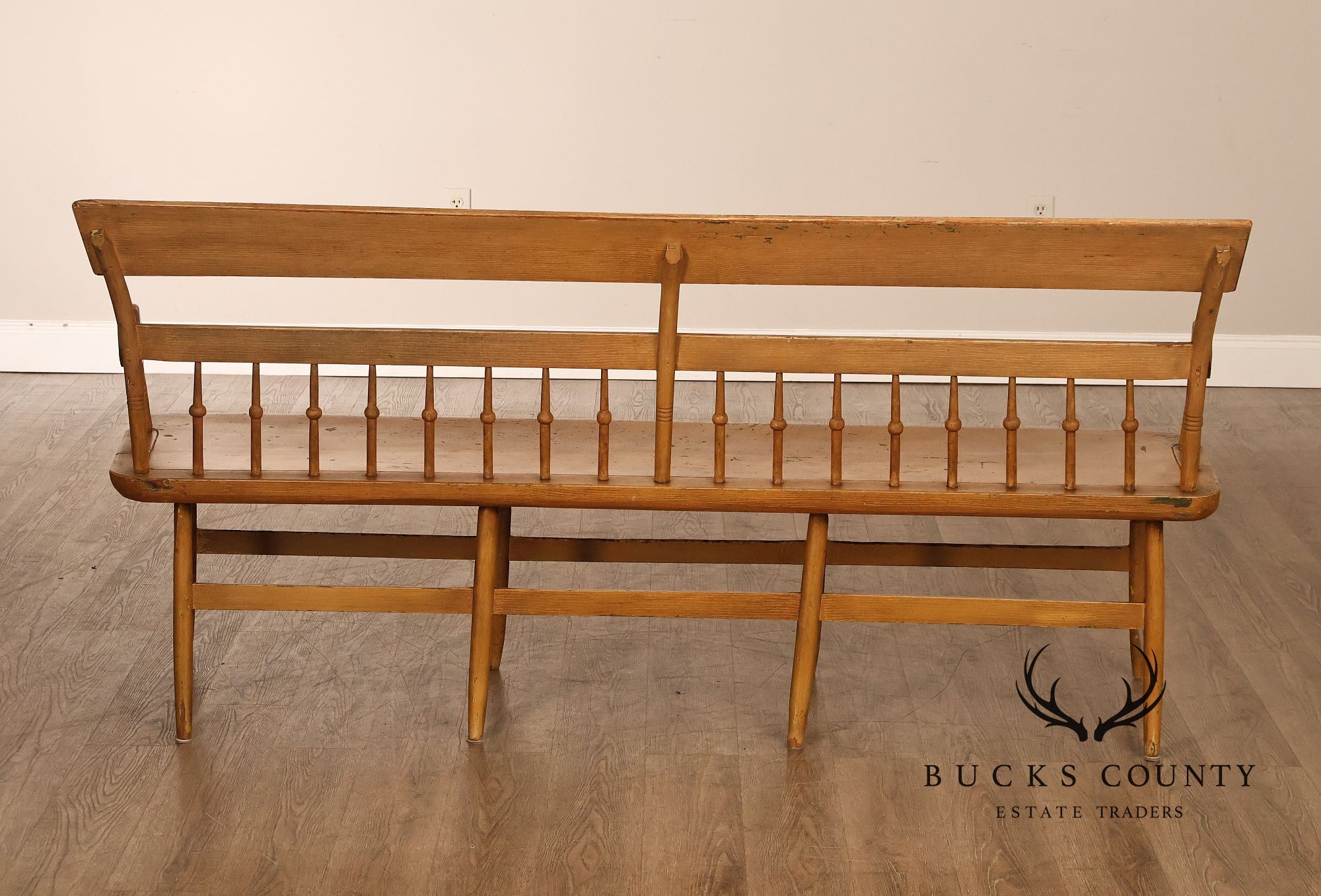 Antique Grain Painted American Deacons Bench