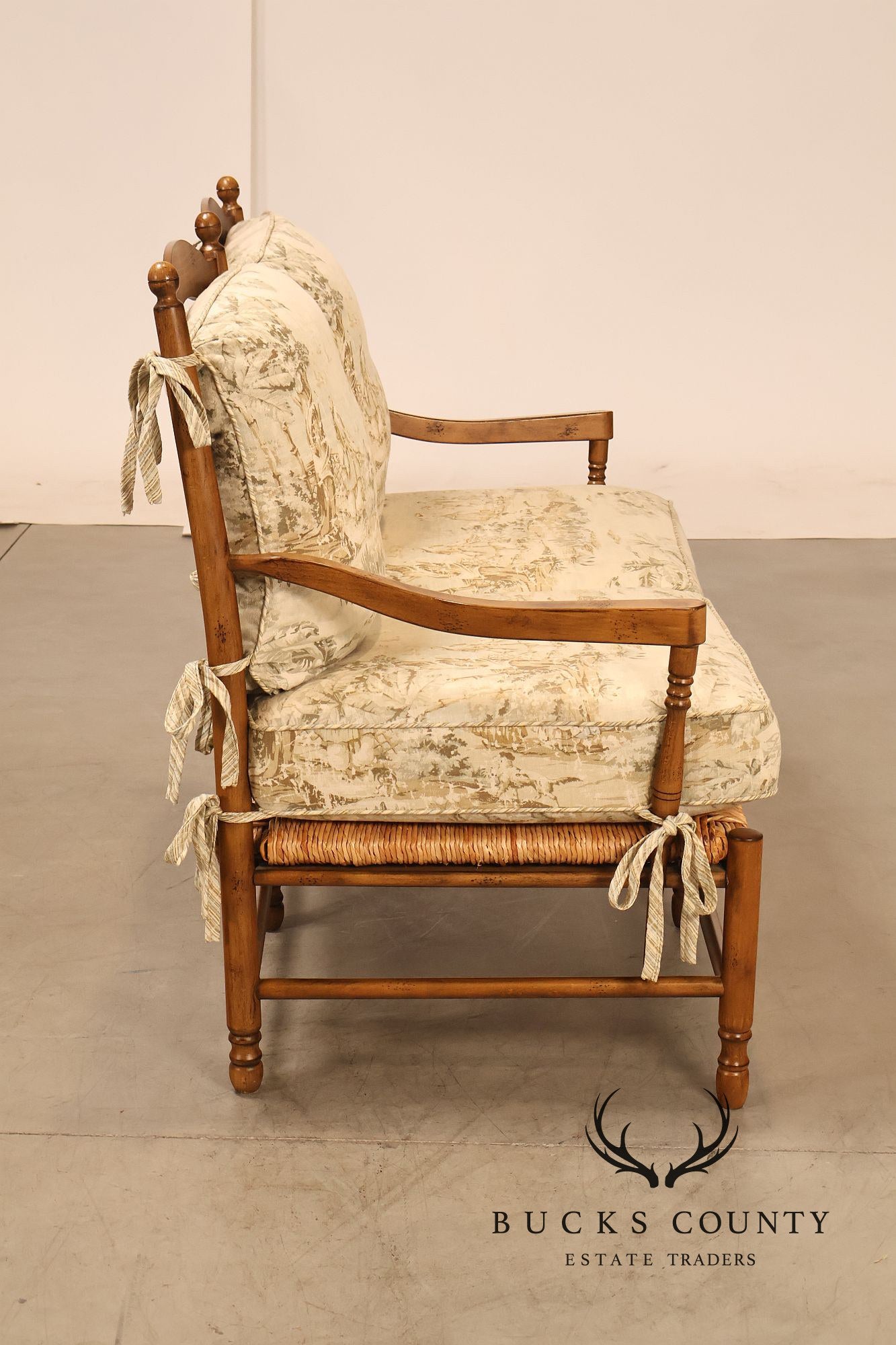 French Country Style Ladder Back Rush Seat Settee