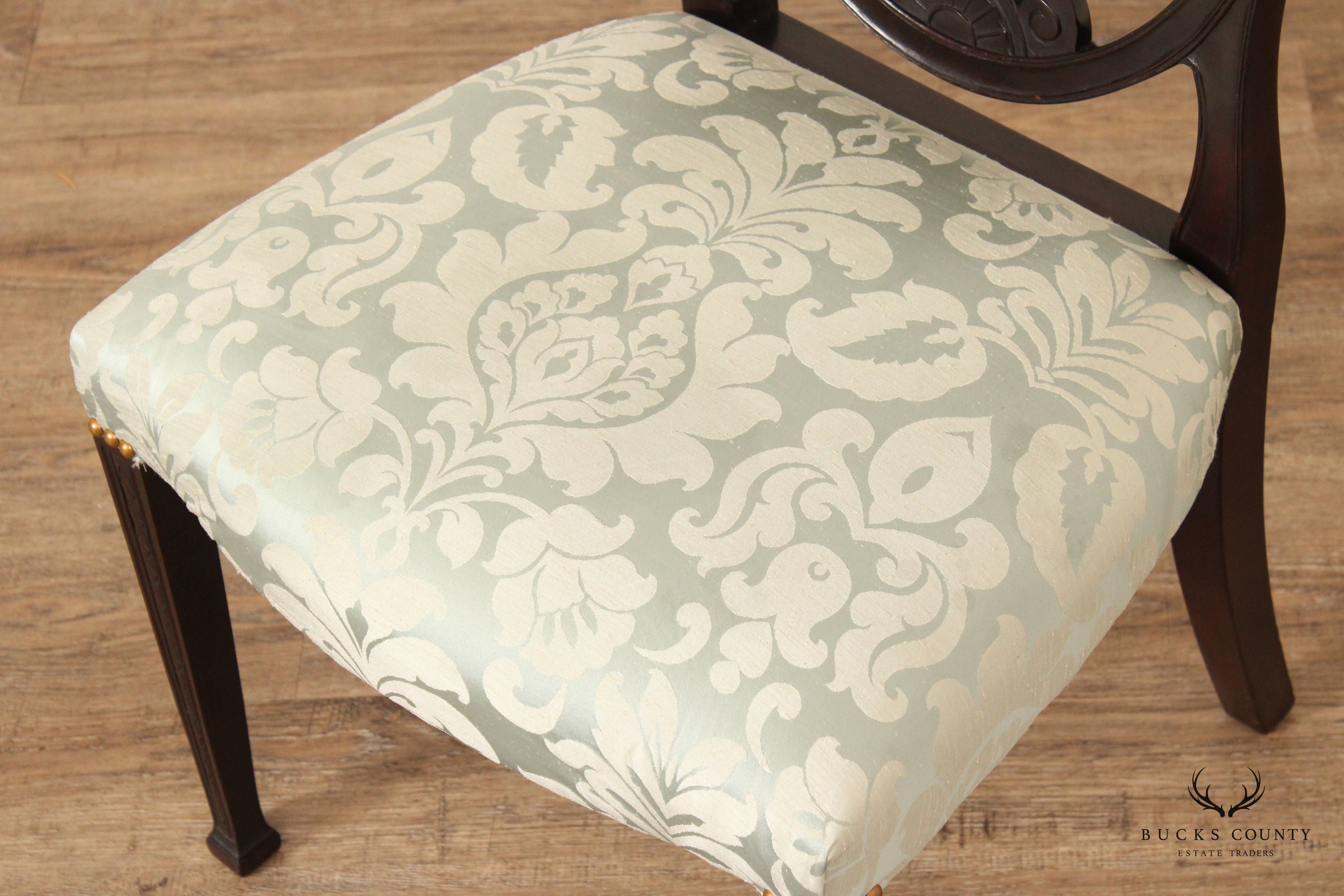 Hepplewhite Style Pair of Mahogany Shield-Back Side Chairs