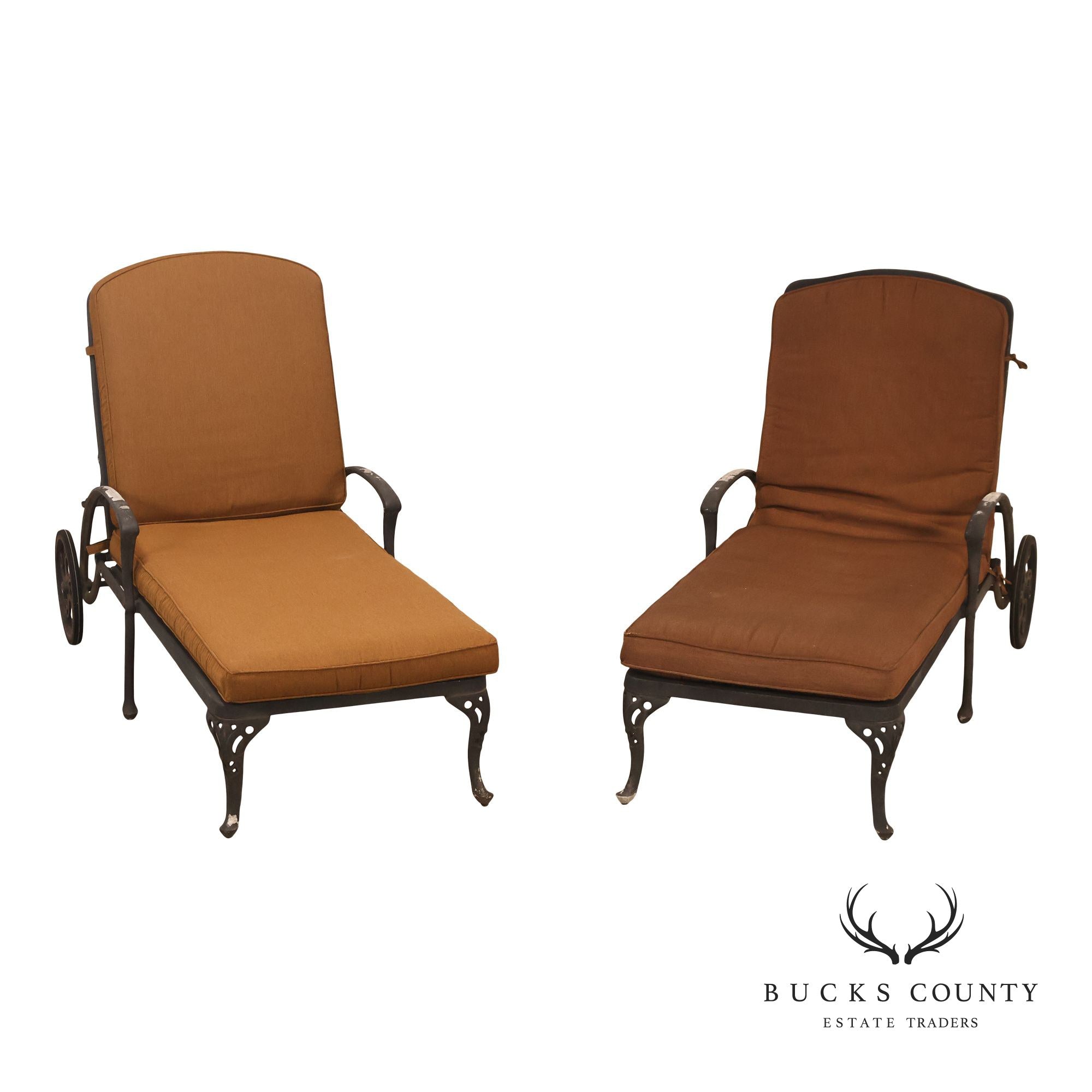 Hanamint Tuscany Pair Of Cast Aluminum Outdoor Chaise Lounge Chairs