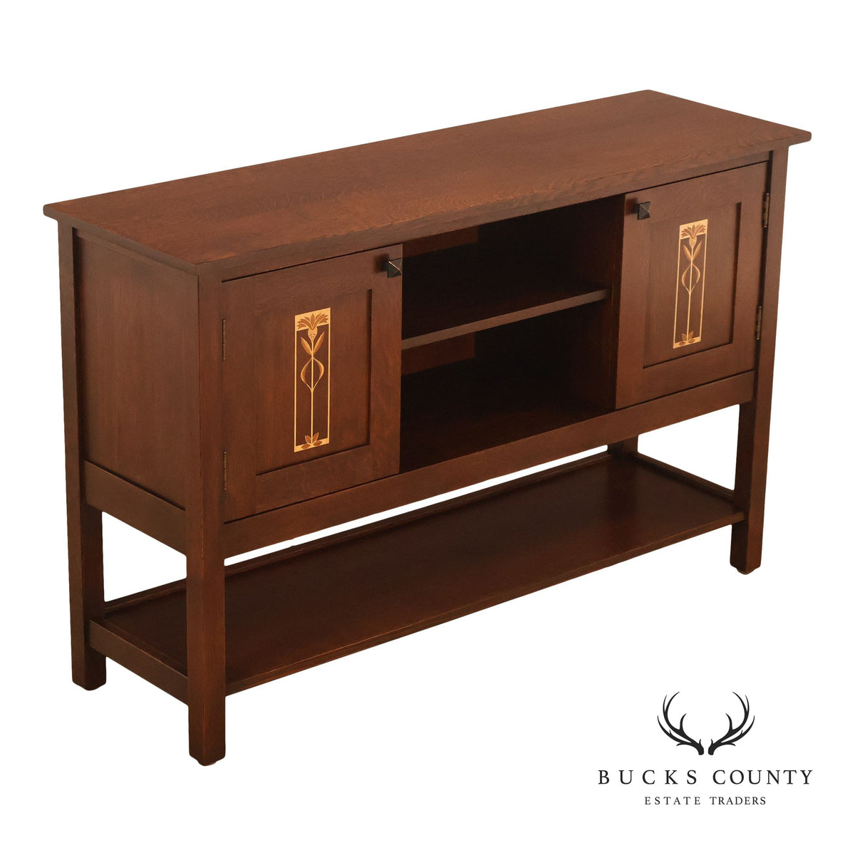 Stickley Meadowflower Collection Oak Inlaid Console Cabinet