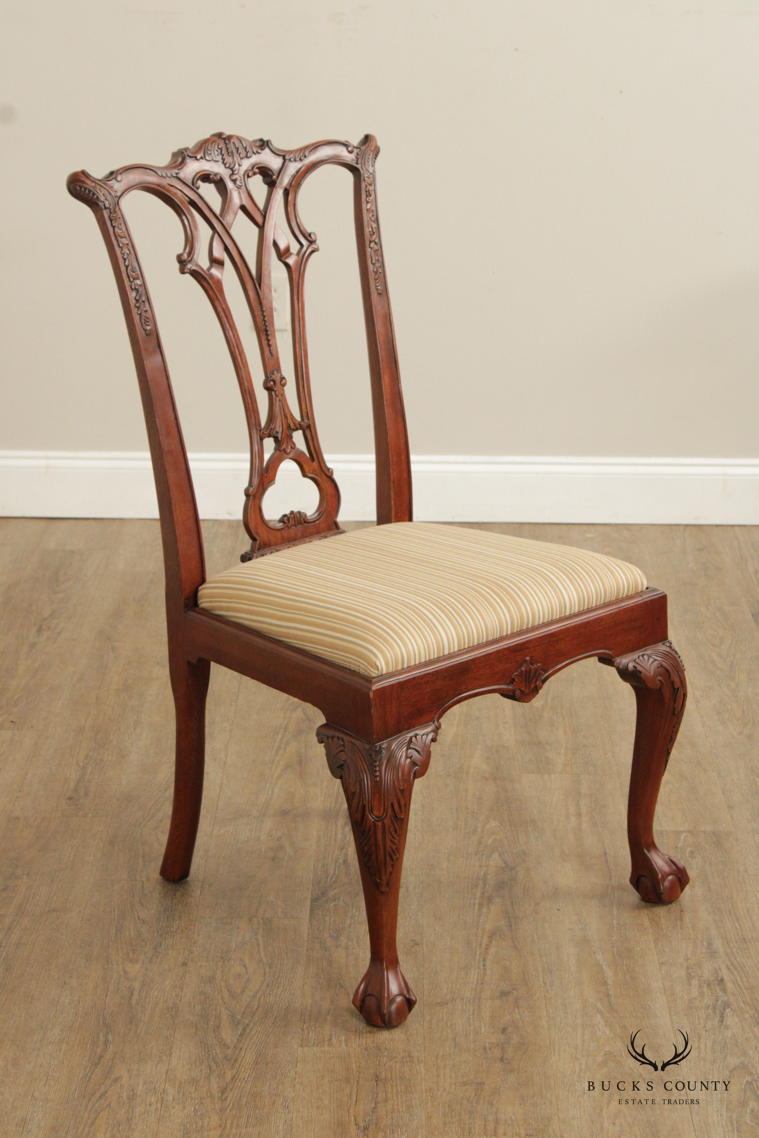 Chippendale Style Set of Four Carved Mahogany Dining Chairs