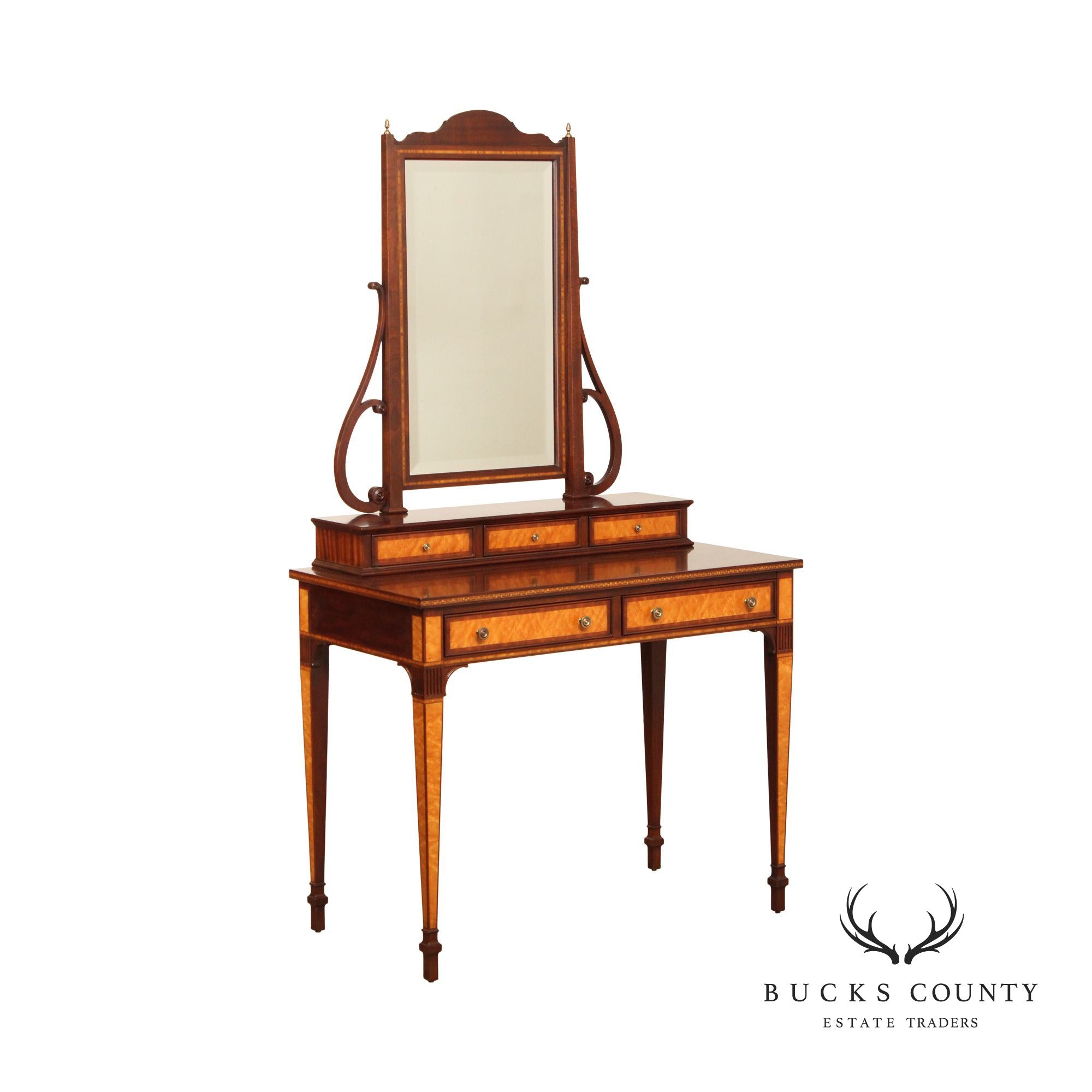 Henkel Harris Federal Inlaid Mahogany Dressing Vanity w. Mirror