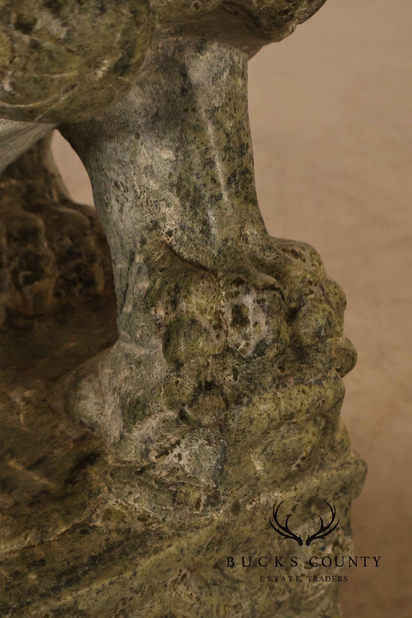 Large Pair Of Carved Green Marble Foo Dogs Guardian Lions