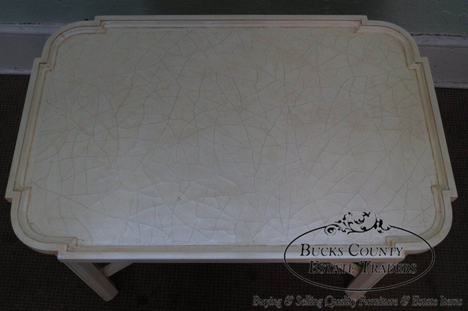 Custom Crackle Painted Finish Chippendale Style Side Table