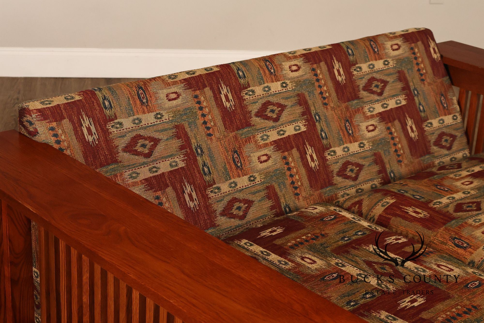 Bassett Furniture Mission Style Oak Spindle Settee