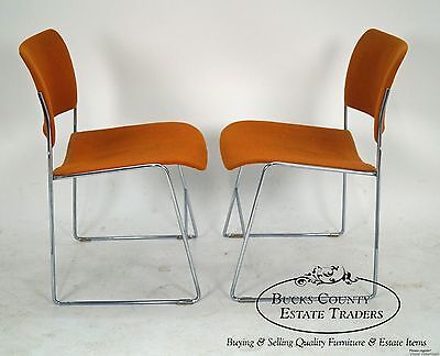 David Rowland Mid Century Modern Set of 6 Chrome Frame Side Chairs