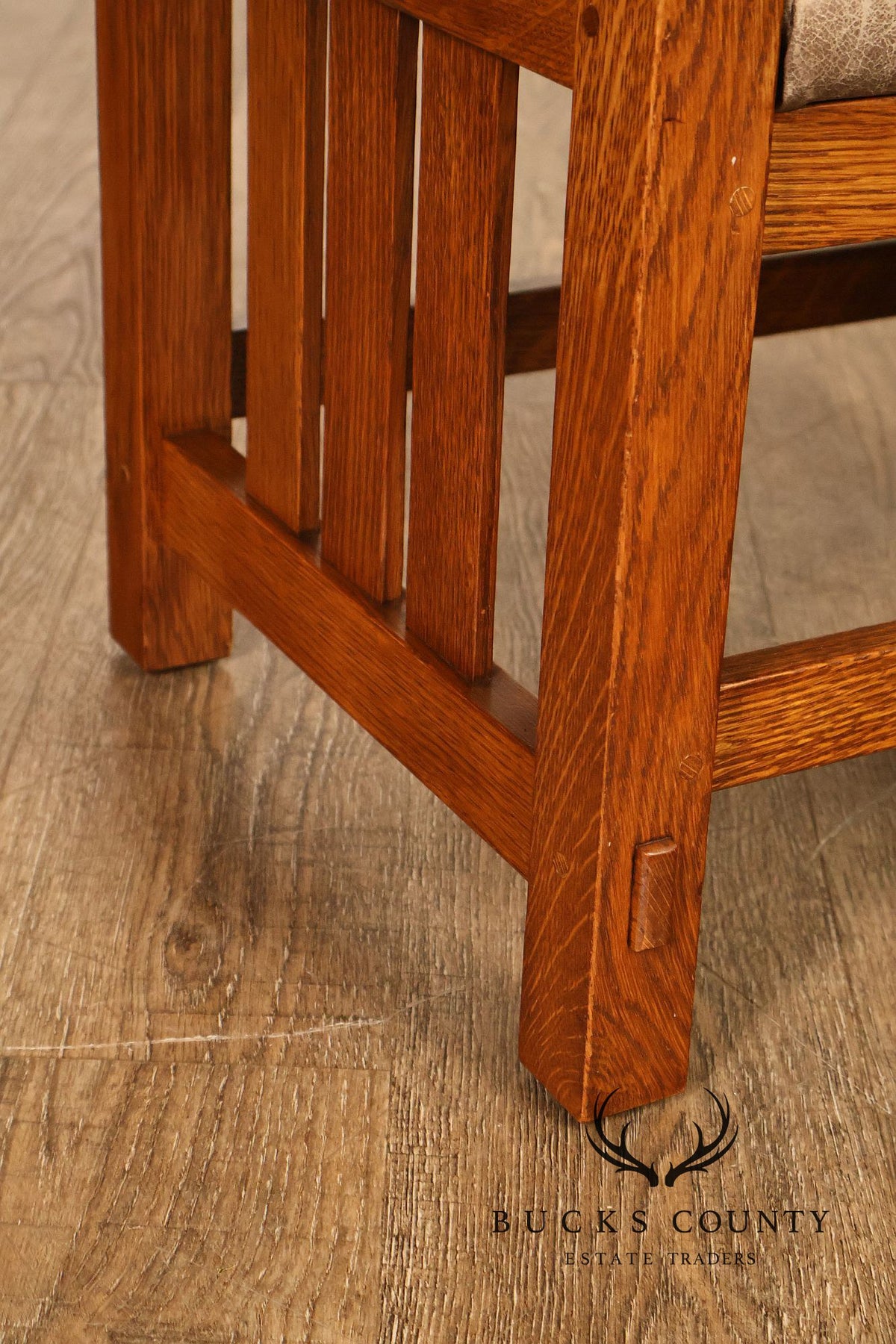 Stickley Mission Collection Oak And Leather Morris Chair With Ottoman