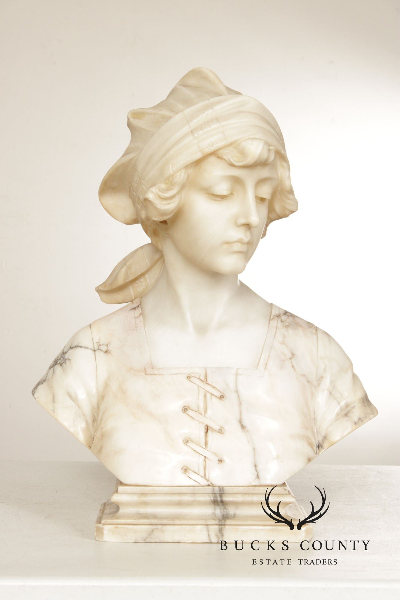 Cipriano Cipriani Carved Marble Bust of a Young Woman