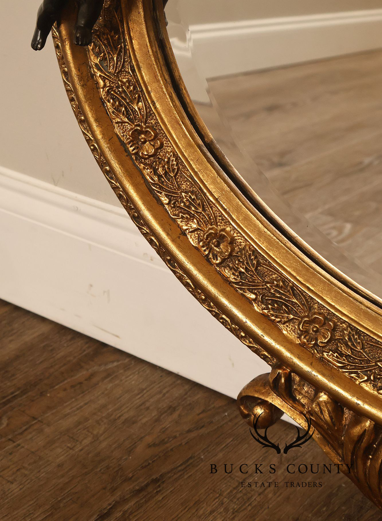 Italian Renaissance Style Cherub Mounted Oval Mirror