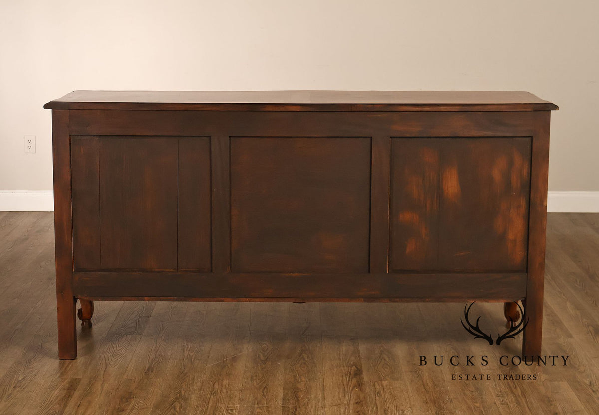 French Provincial Style Carved Fruitwood Three Door Sideboard