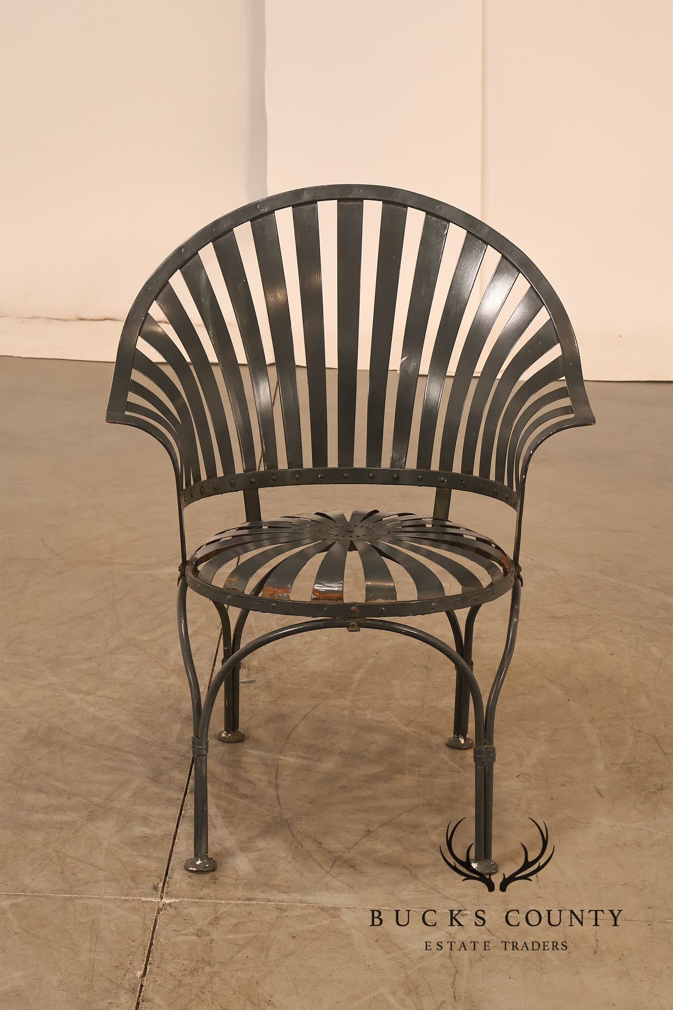 Francois Carre Pair of Outdoor Patio Fanback Armchairs
