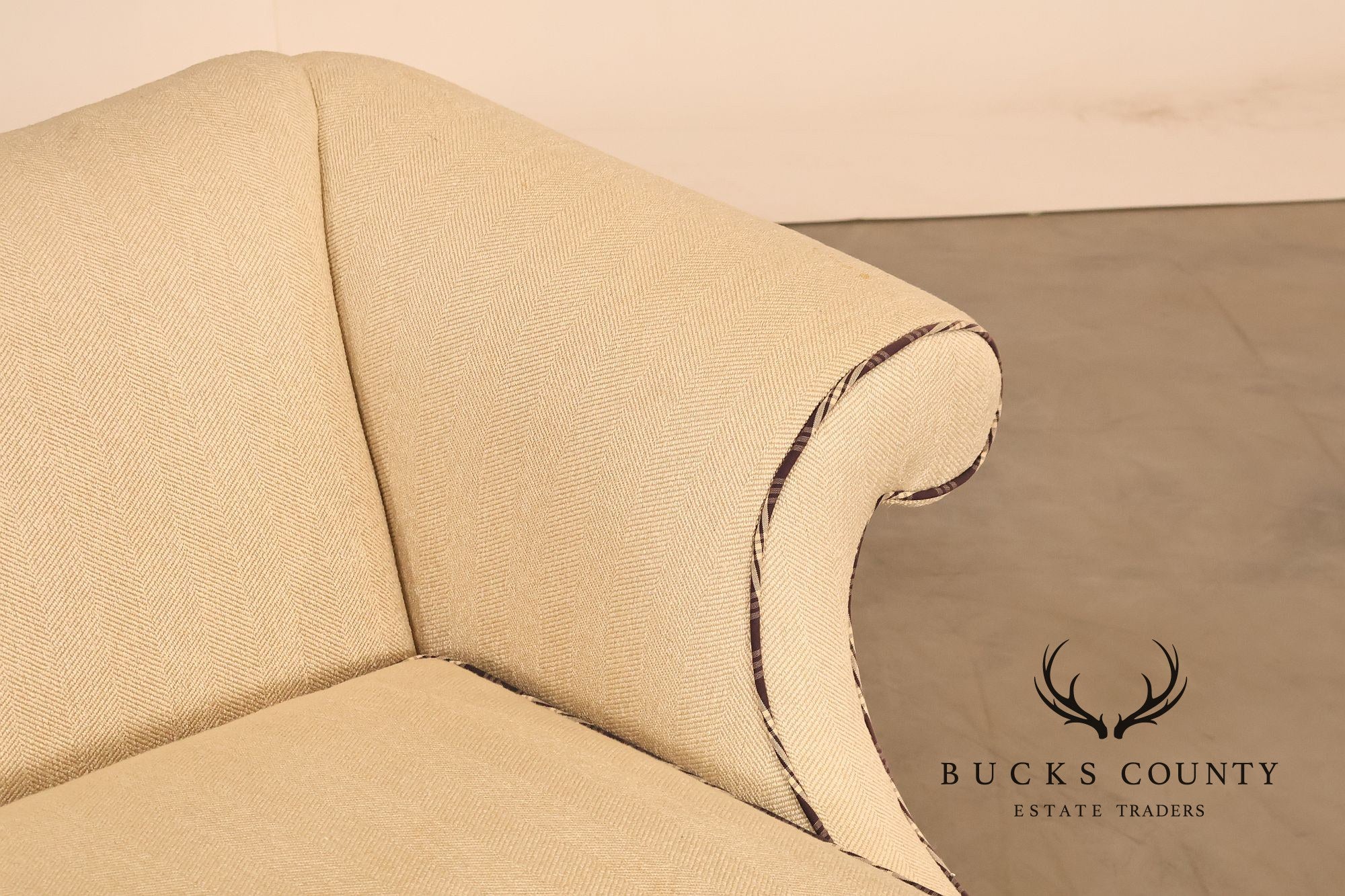 Ethan Allen Vintage Chippendale Style Upholstered Sofa