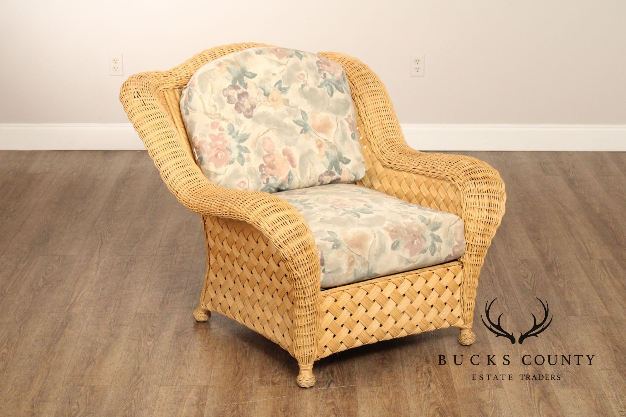Quality Vintage Wicker Lounge Armchair