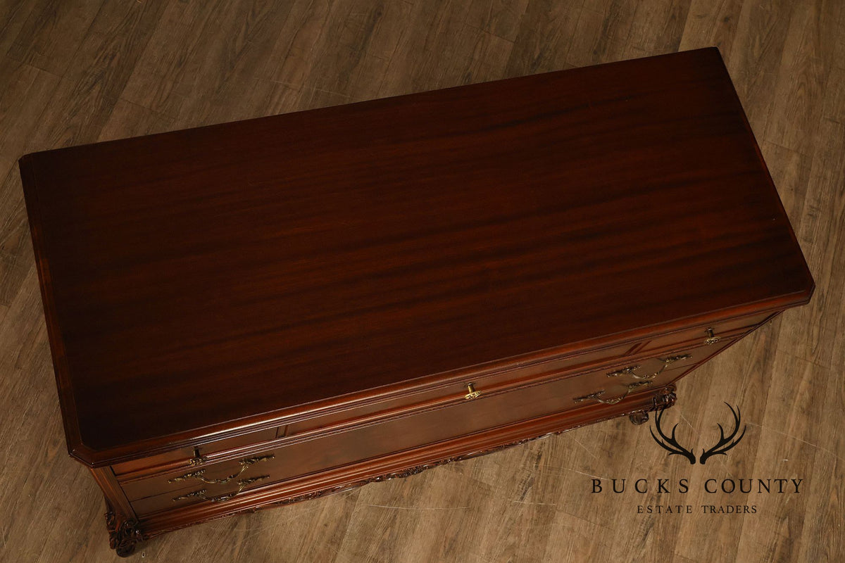 French Louis XV Style Flame Mahogany Dresser Chest