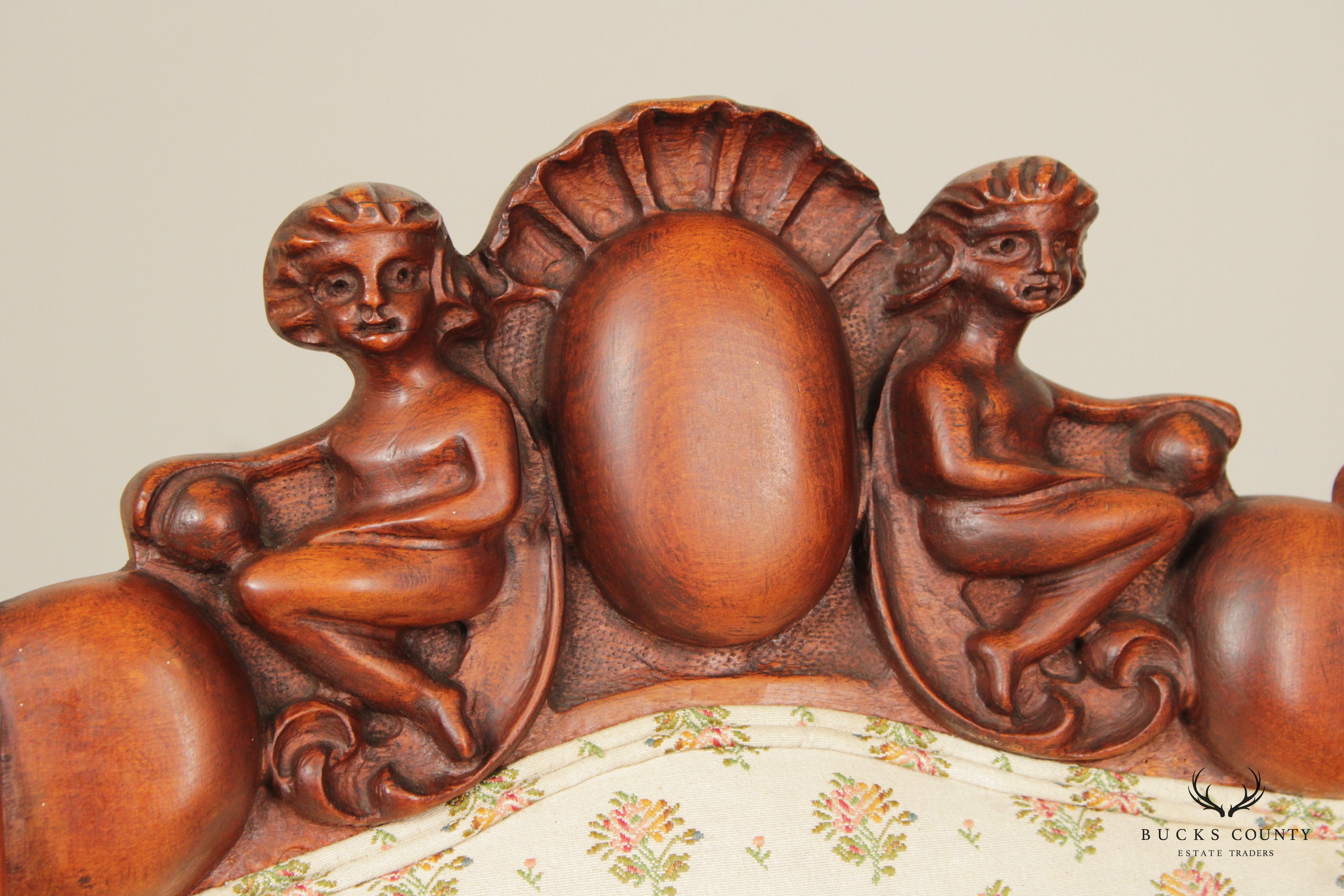 Antique Victorian Figural Carved  Armchair