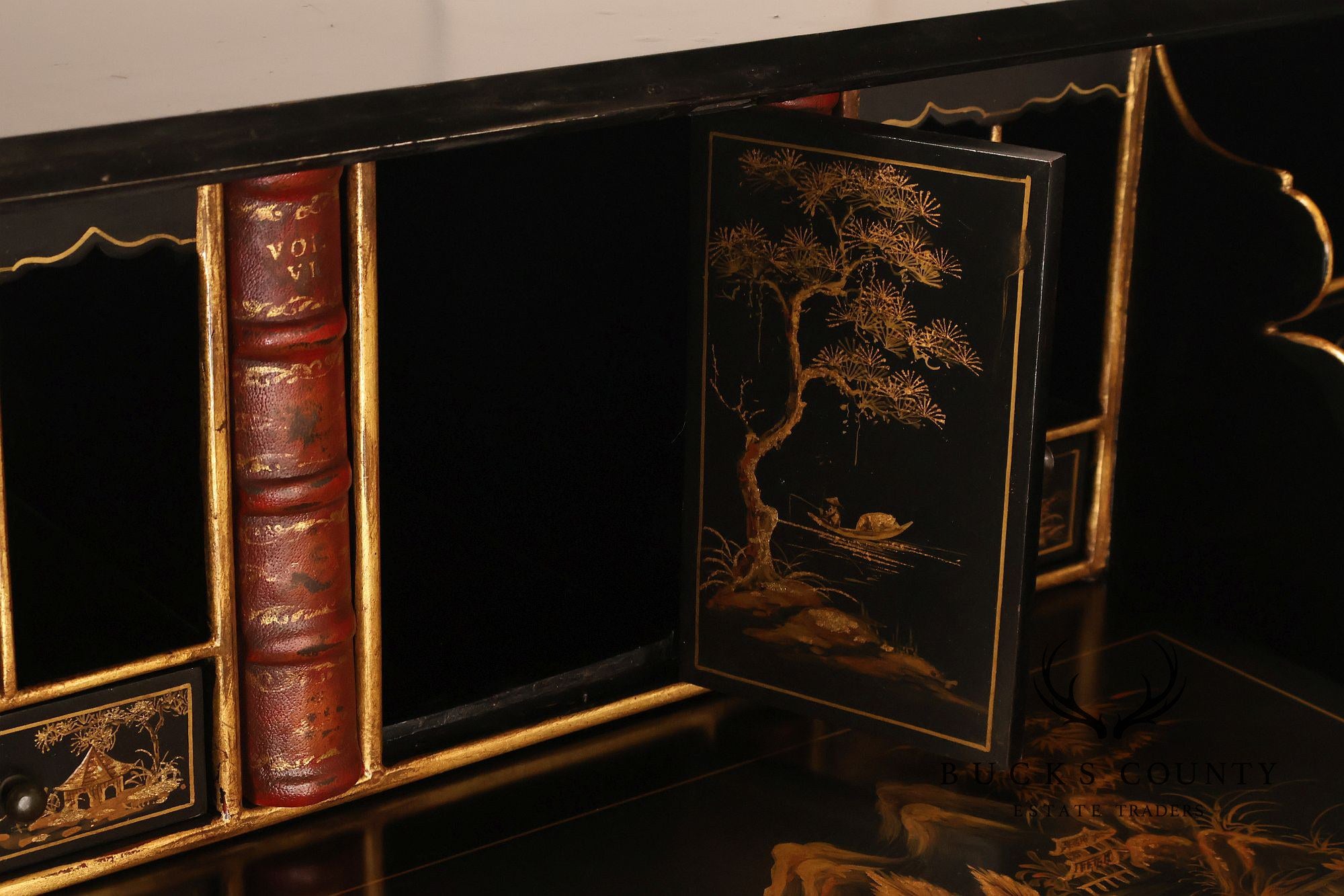 Chinoiserie Decorated Drop Front Secretary Desk