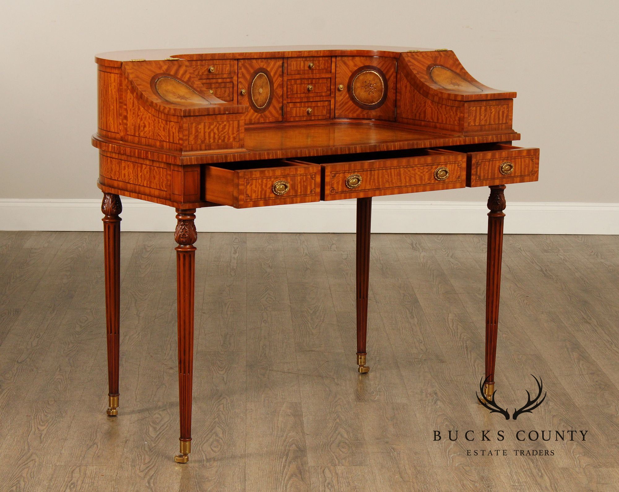 Maitland Smith Adams Style Satinwood Carlton House Writing Desk