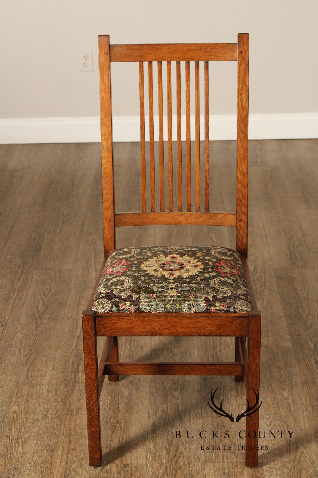 Stickley Mission Collection Set of Four Oak Spindle Dining Chairs