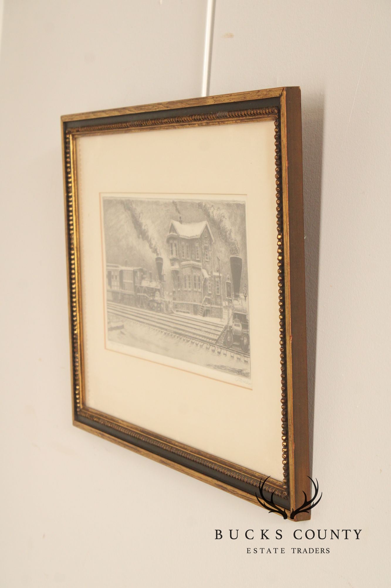 George A. Bradshaw Train Etching, 'Coalport, Trenton, 1885'