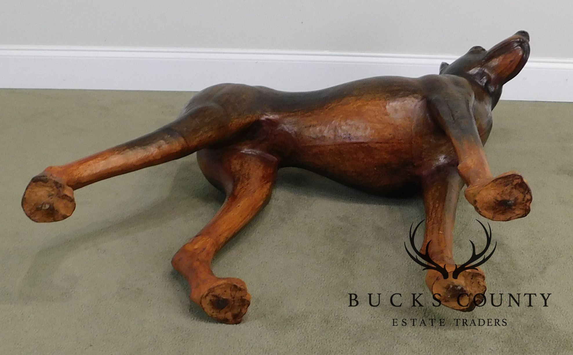 Life Size Leather Wrapped Doberman Pinscher Dog Statue