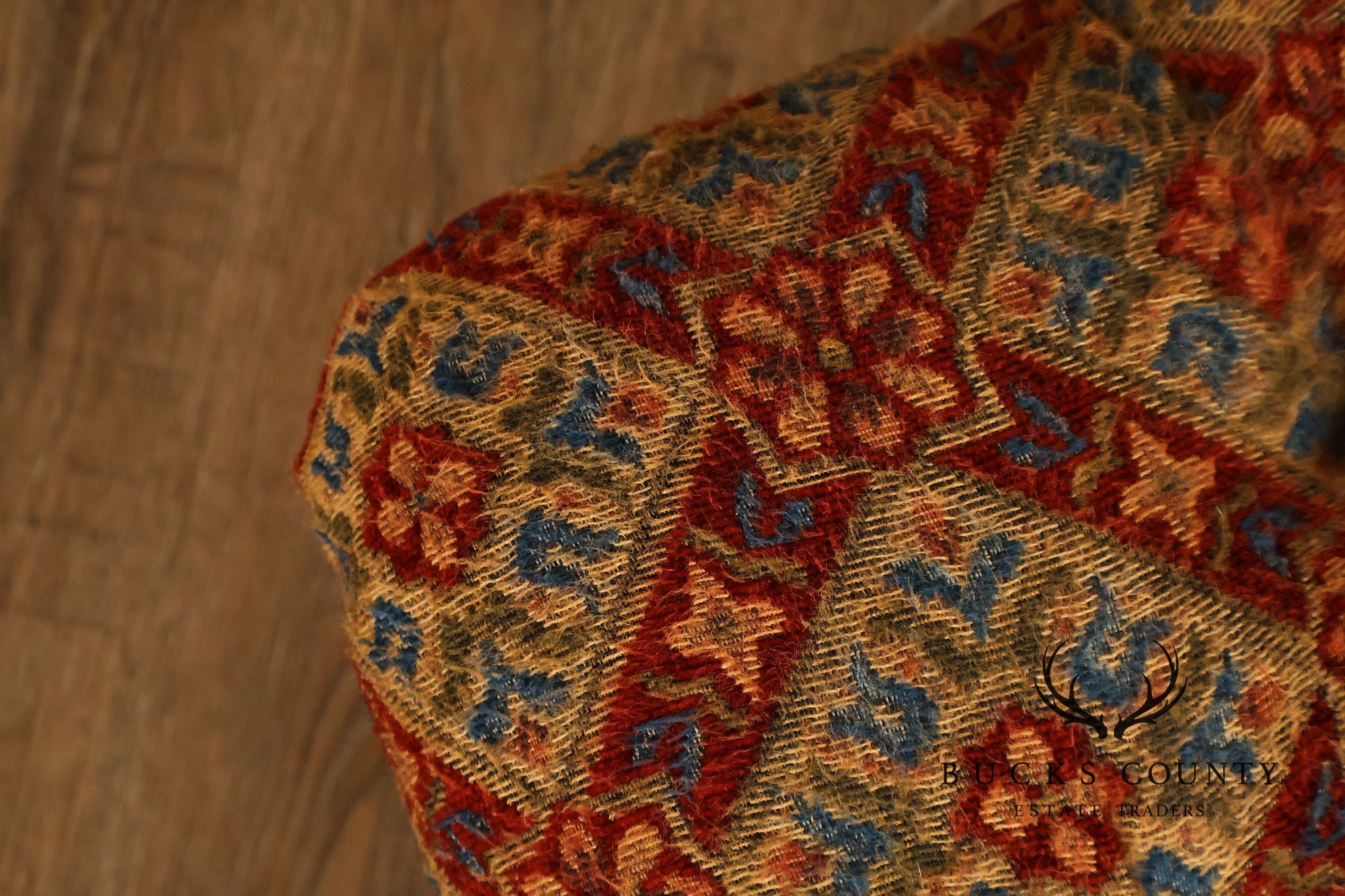 Pair of Tufted Upholstered Tassel Fringe Footstools Ottomans