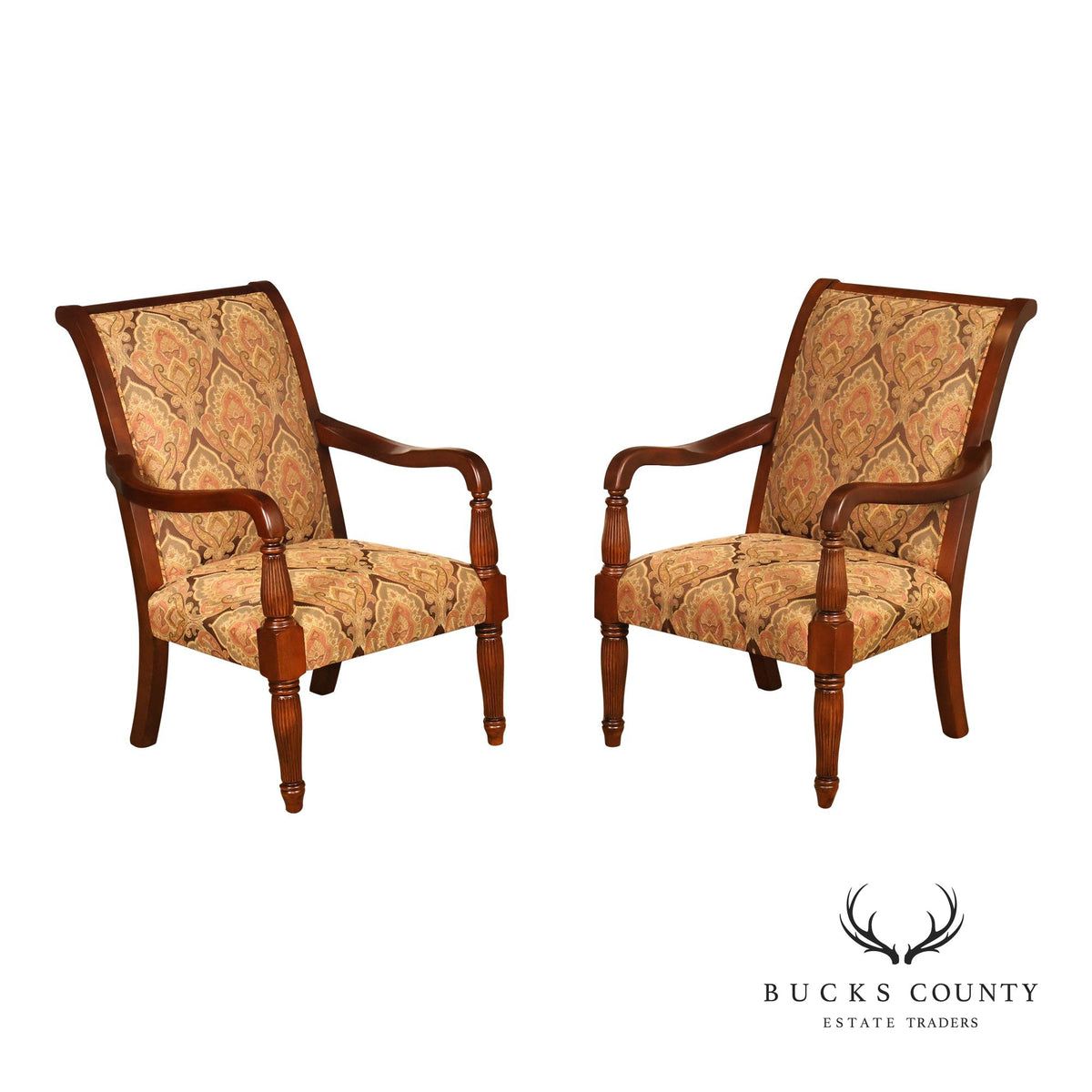 Fairfield Regency Style Pair of Open Armchairs