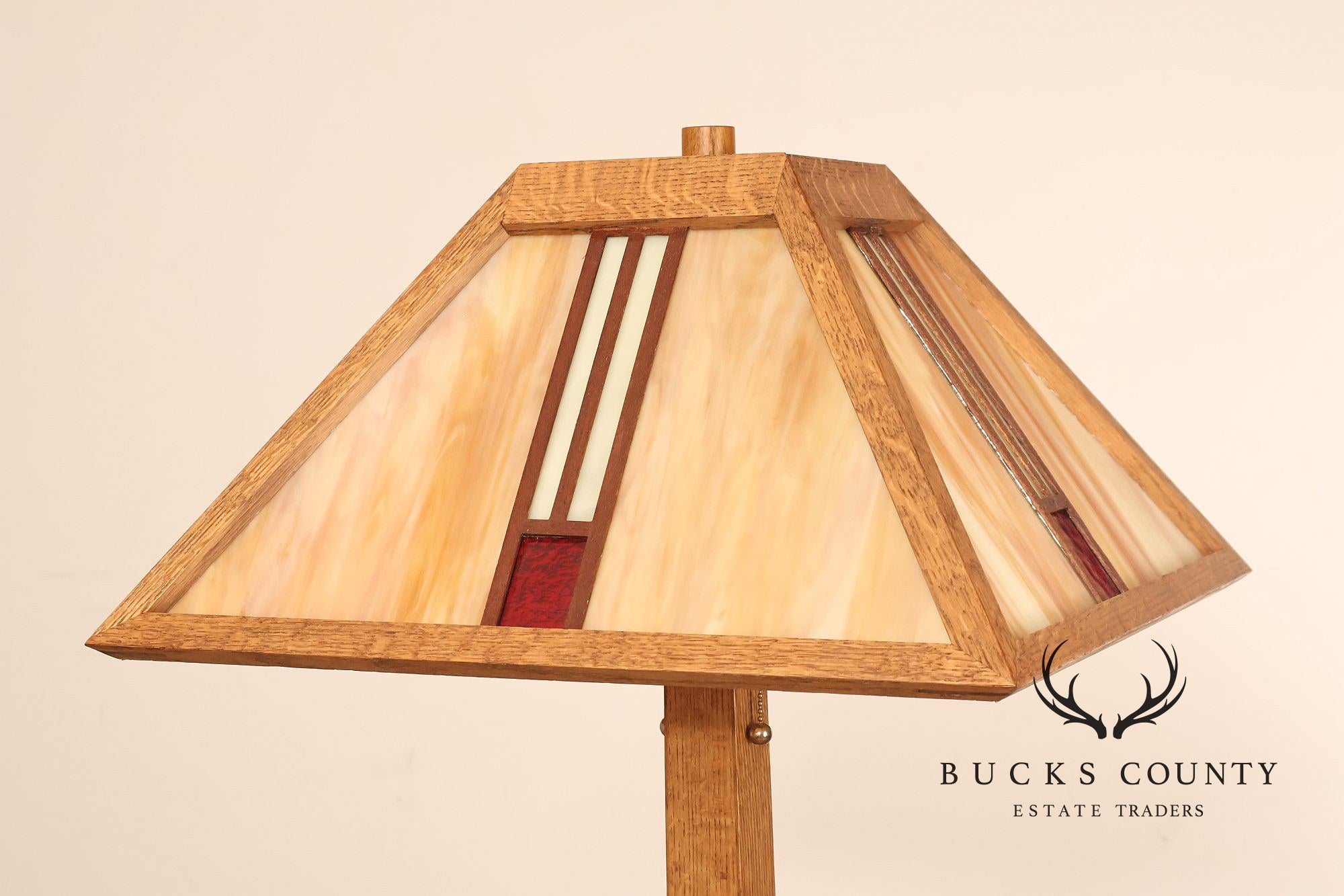 Ppl Fine Woodworking Mission Oak and Stained Glass Floor Lamp