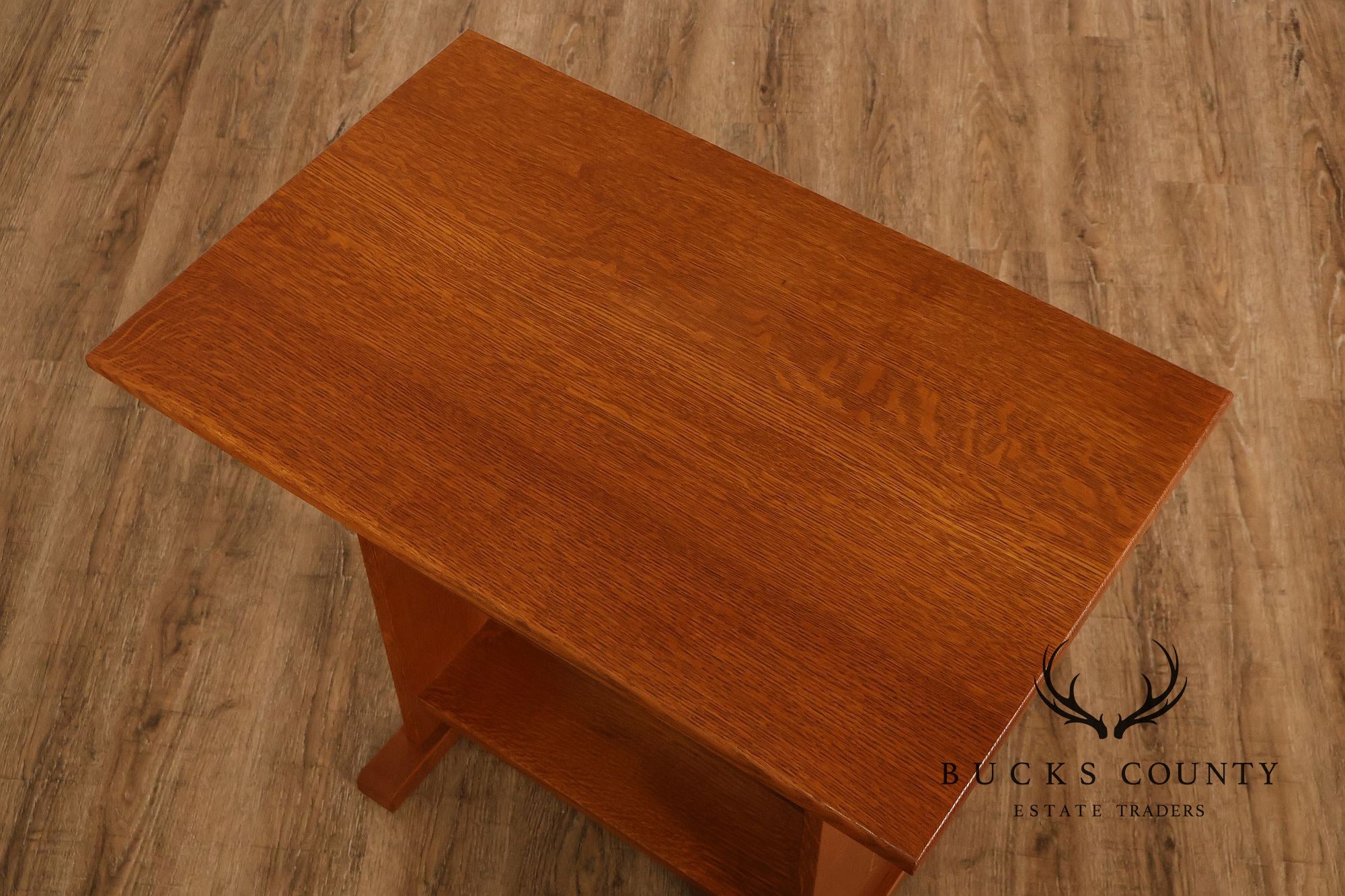 Stickley Mission Collection Harvey Ellis Inlaid Oak Tiered Occasional Table
