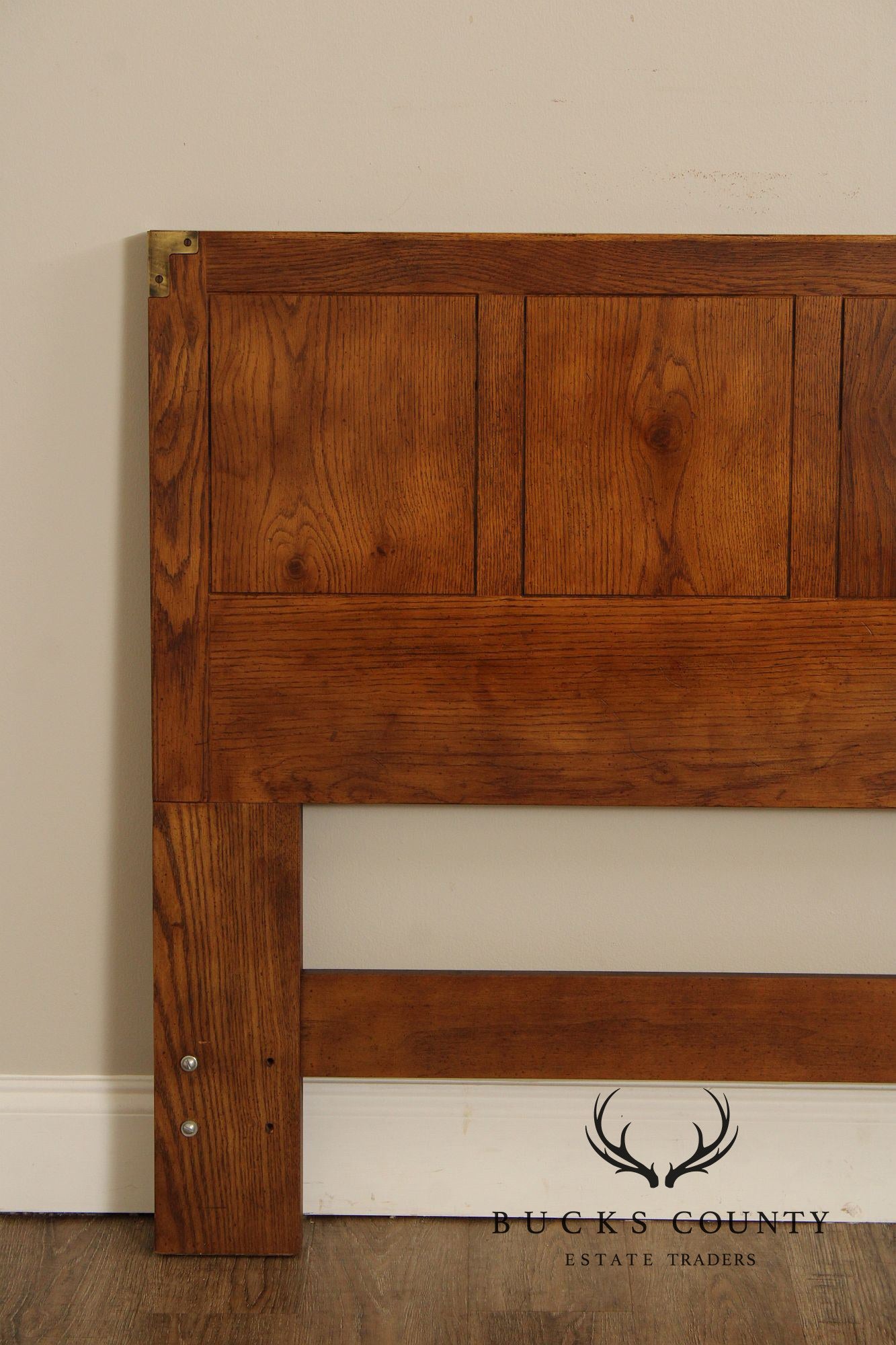 Henredon Artefacts Collection Campaign Style Queen Oak Headboard