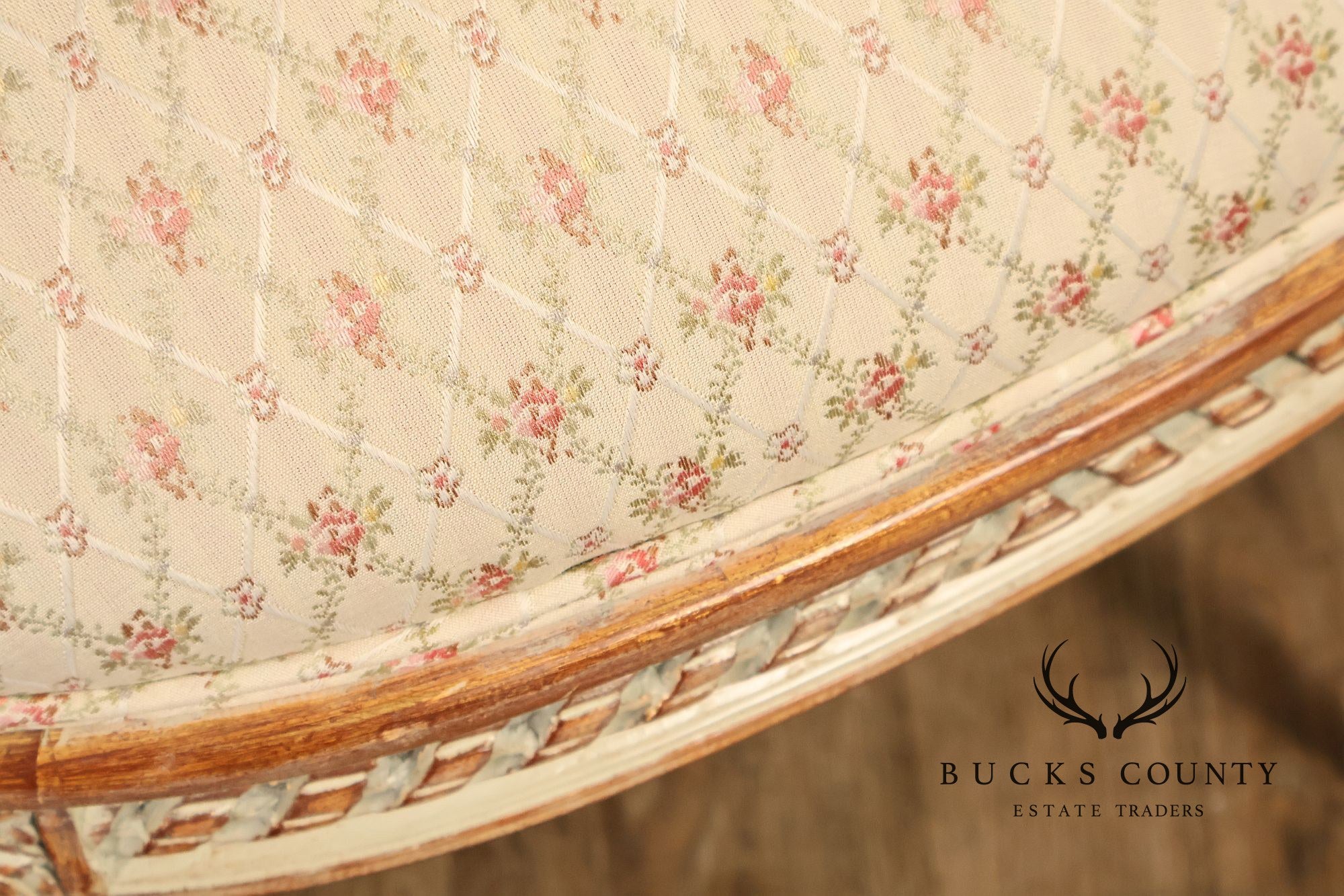 French Louis XVI Style Pair of Cream Painted Armchairs