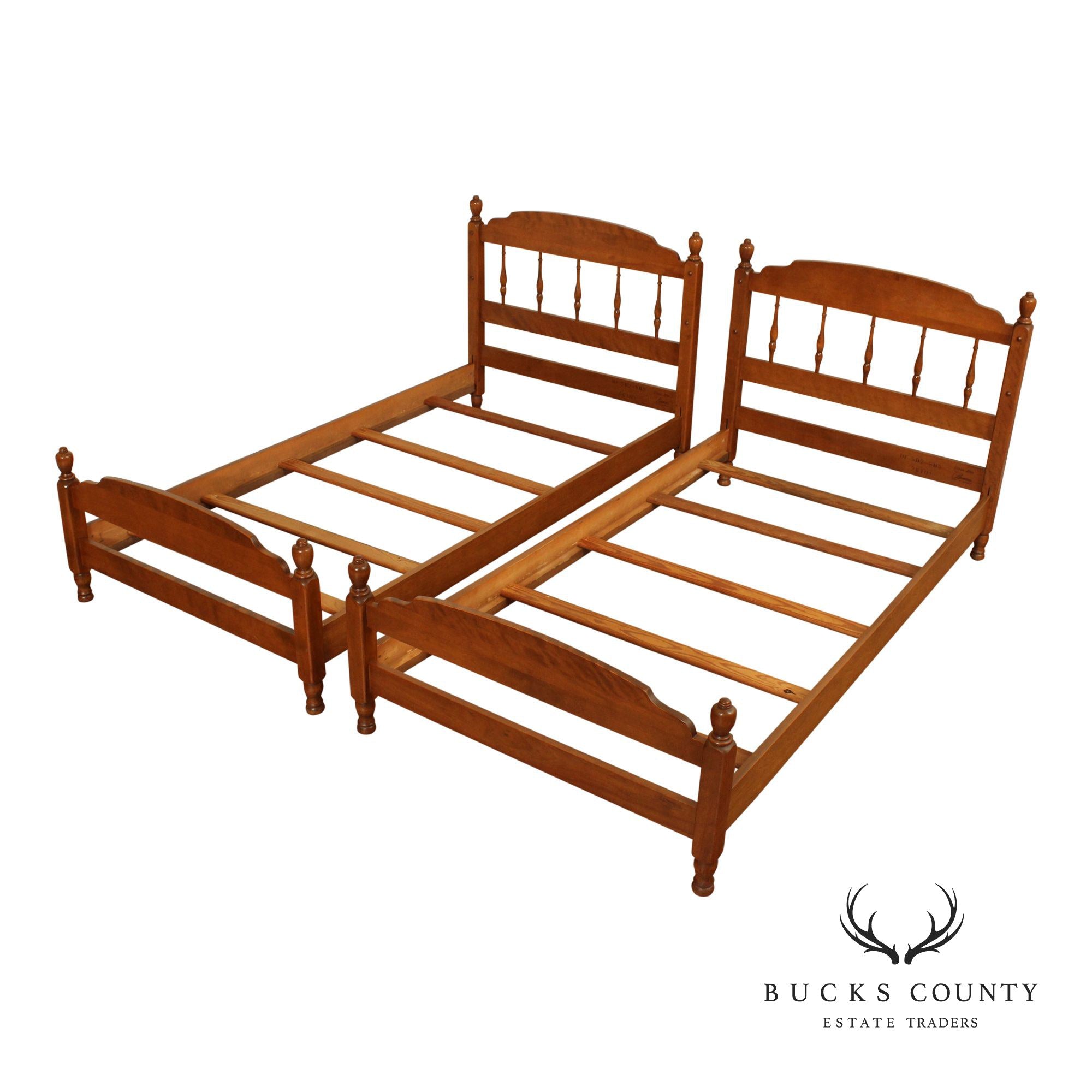 Ethan Allen Vintage Pair Of Maple Twin Size Beds