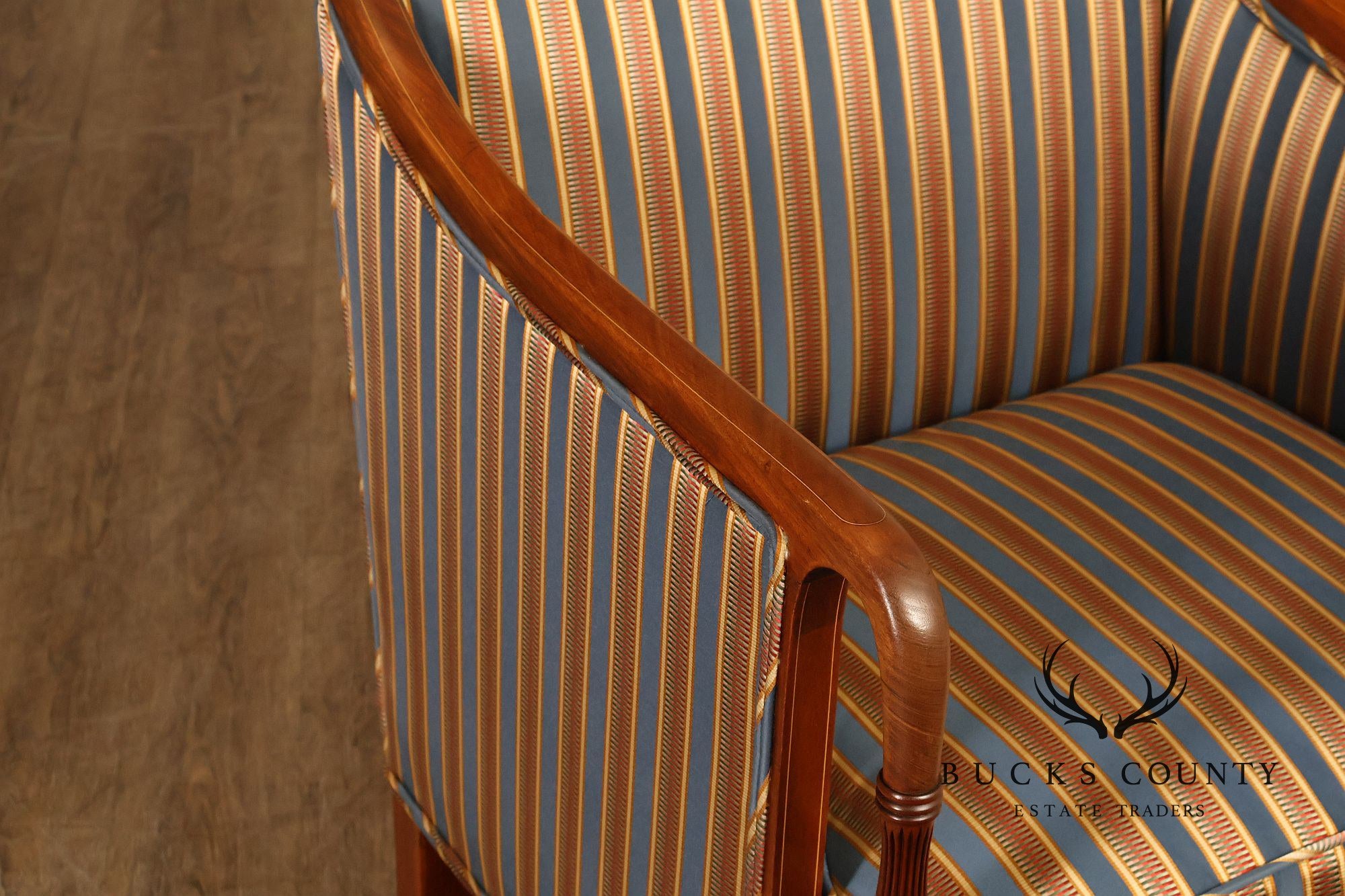 Sheraton Style Vintage Inlaid Mahogany Armchair