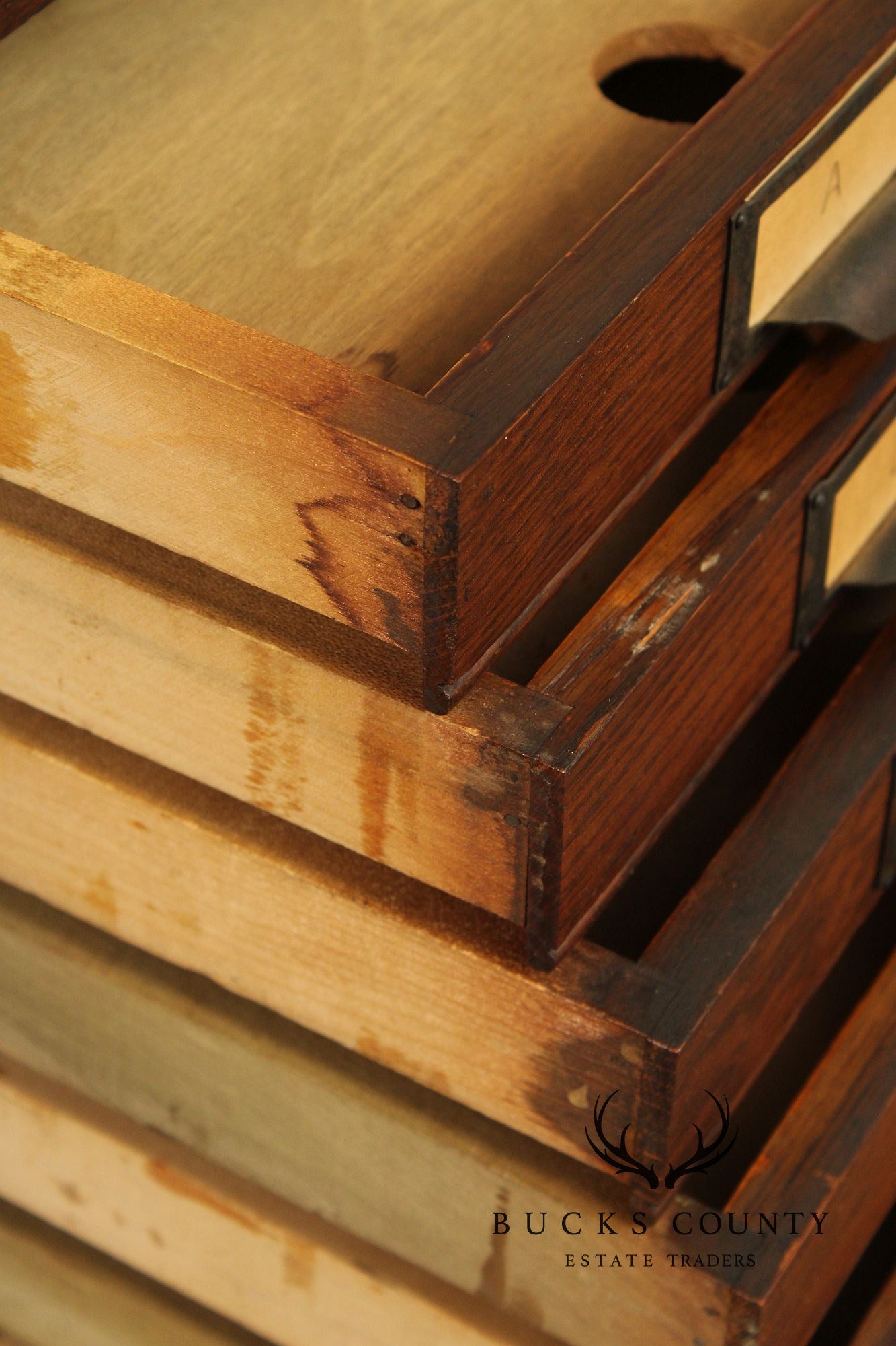 Antique Globe Oak Flat File Cabinet